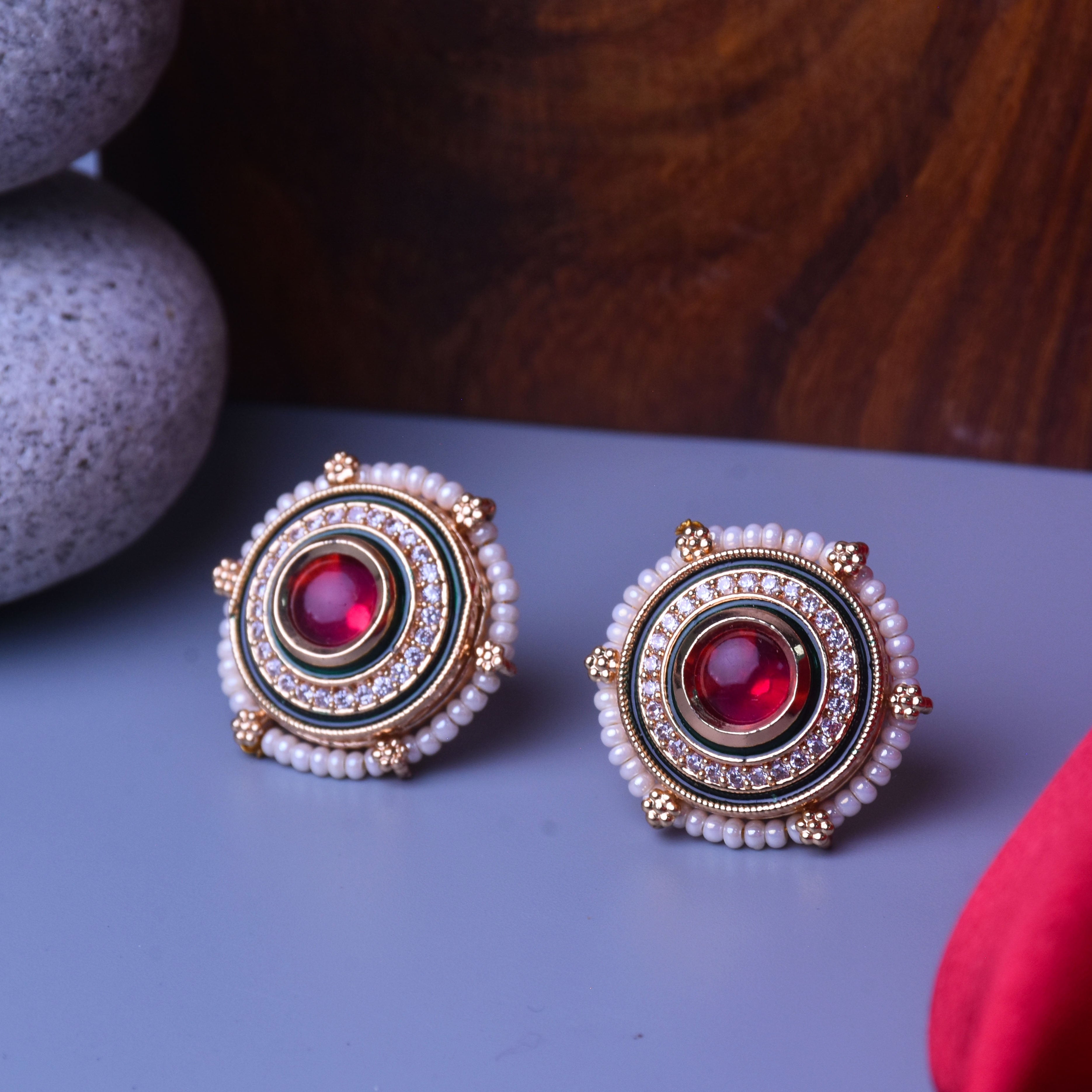 Rupanjali Kundan Rupy Stud Earrings