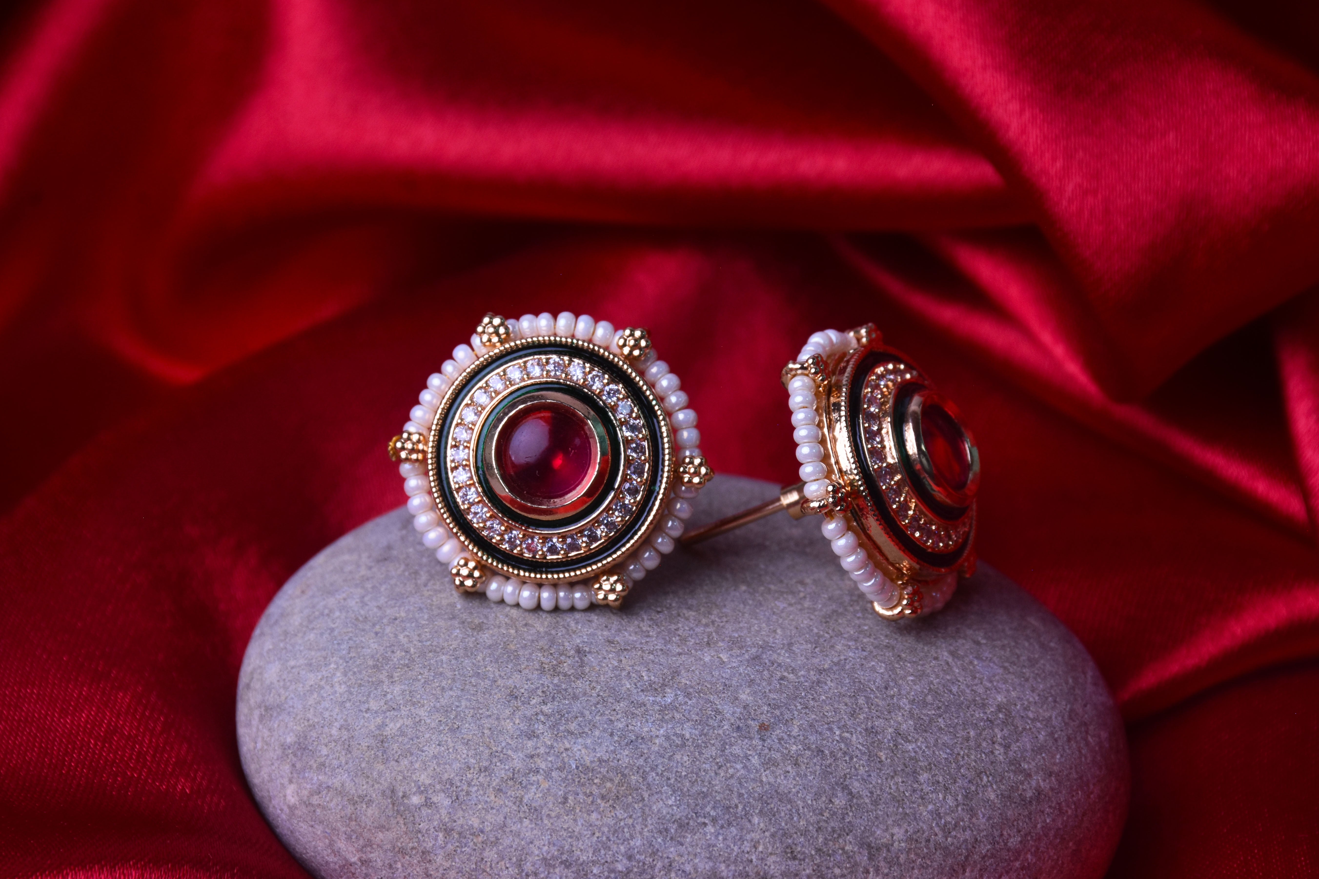 Rupanjali Kundan Rupy Stud Earrings