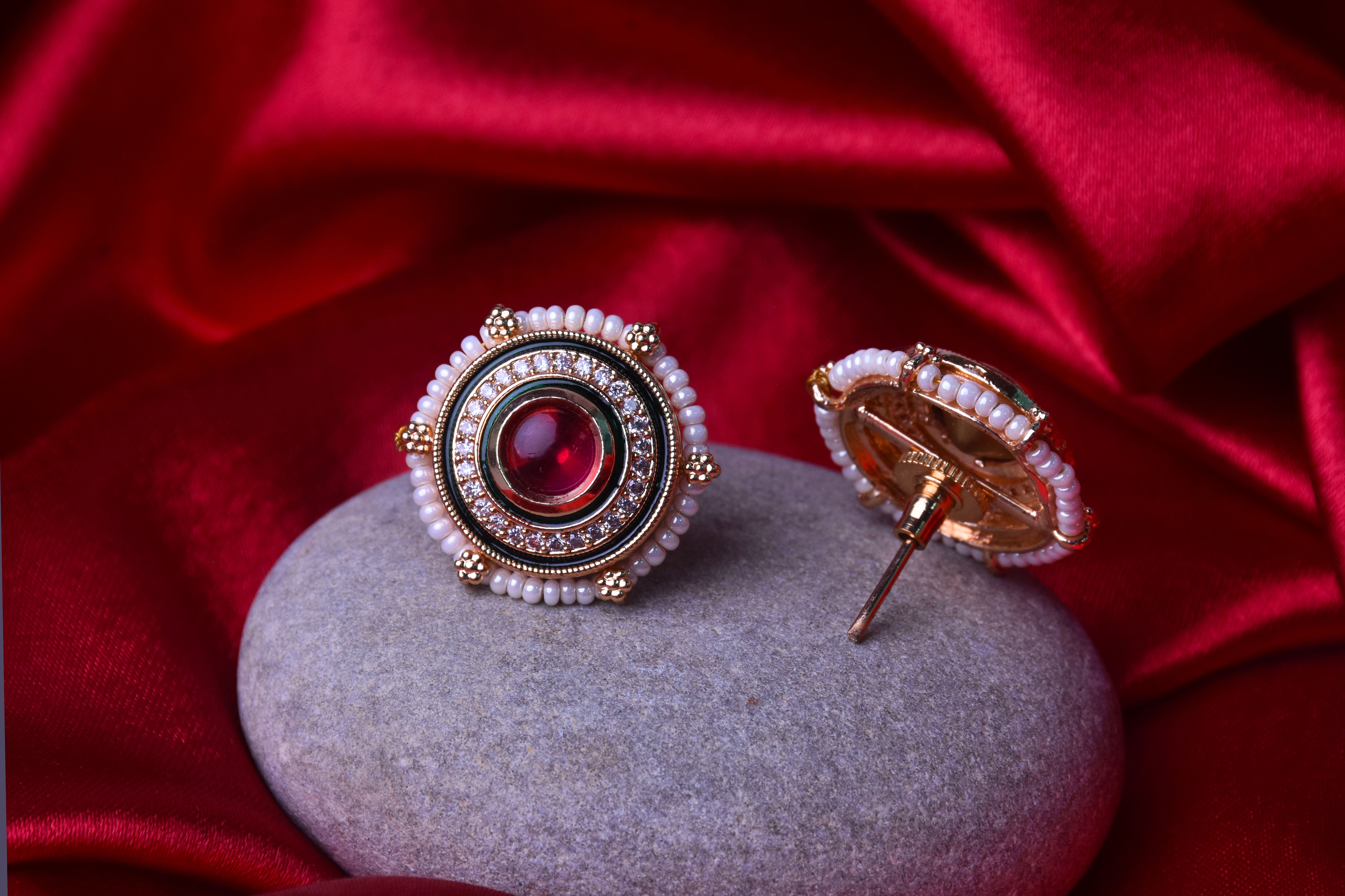Rupanjali Kundan Rupy Stud Earrings