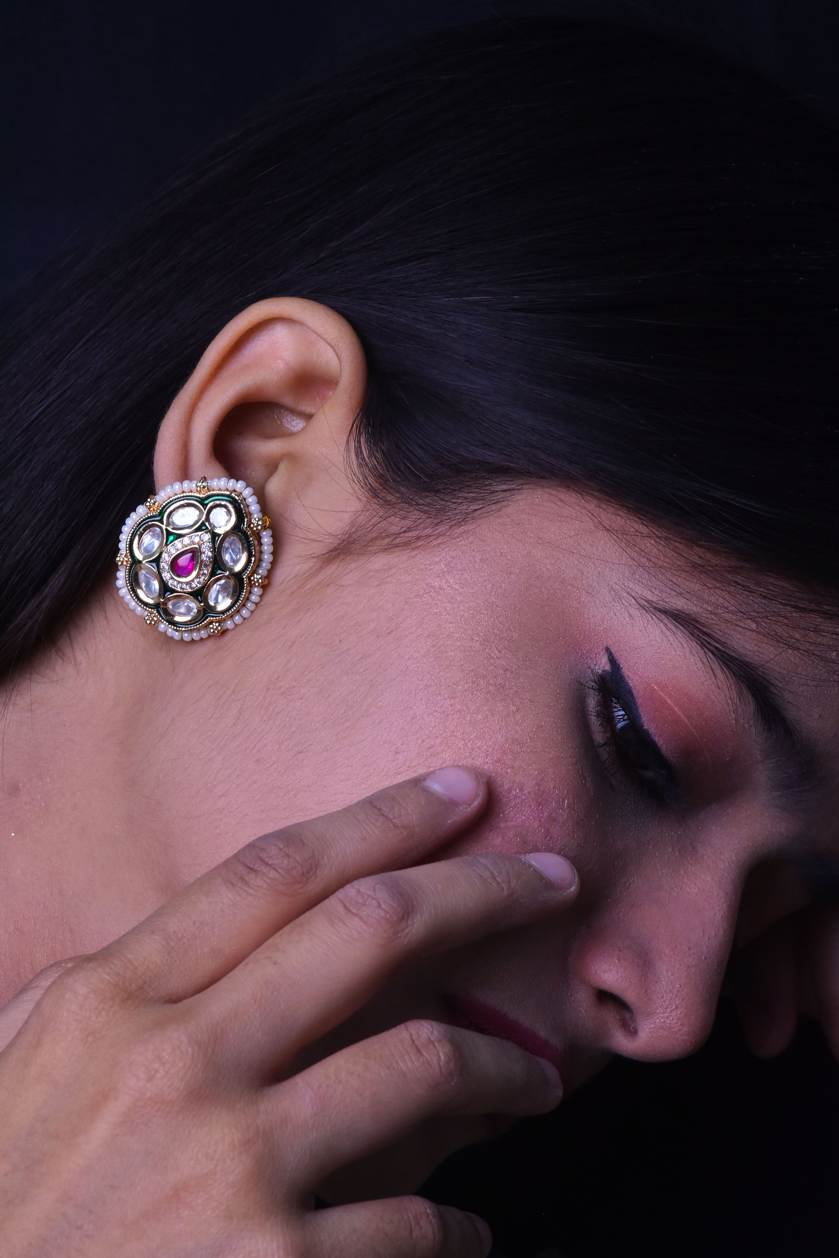 Meera Kundan Stud Earrings