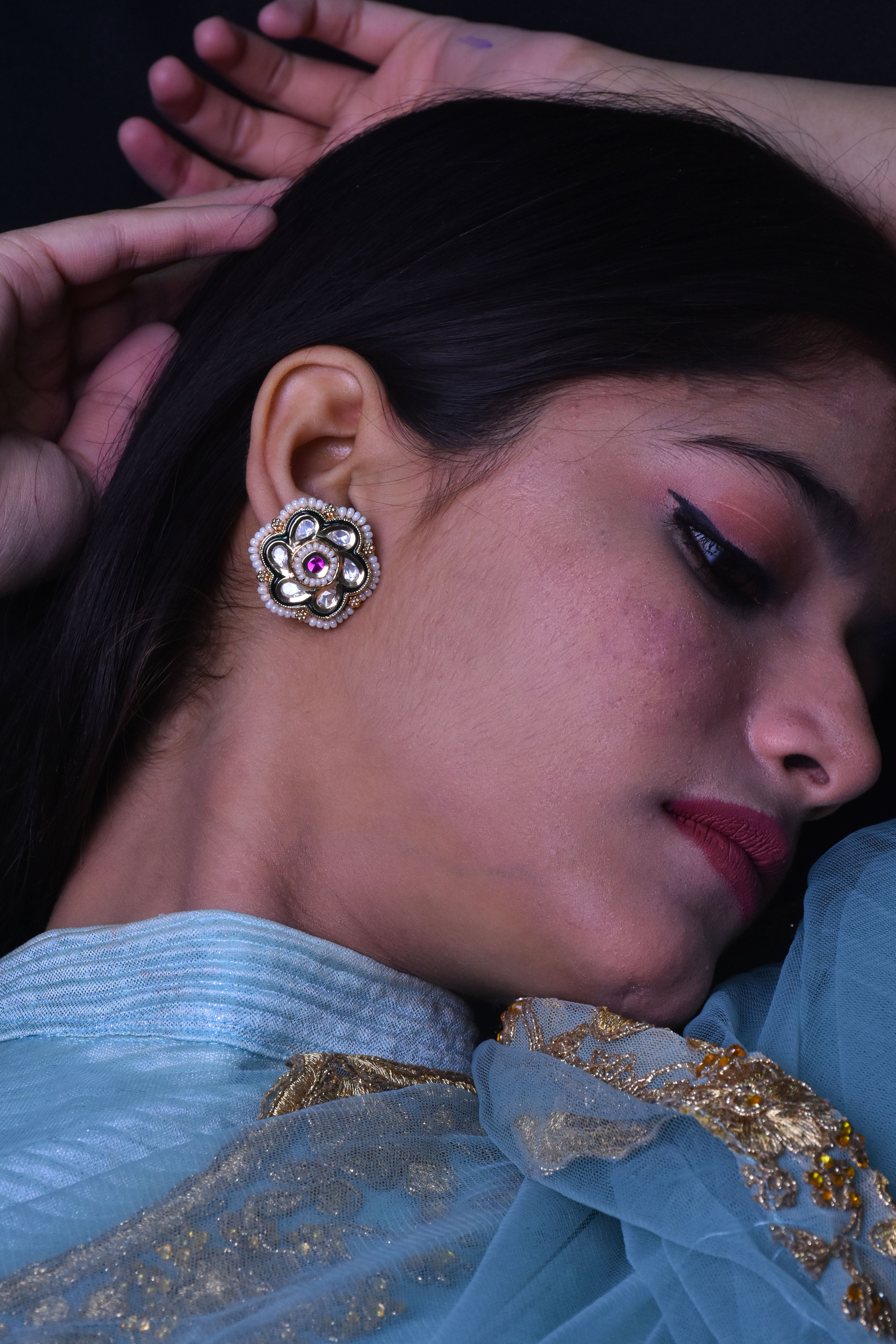 Lavanya Kundan Meenakari Stud Earrings