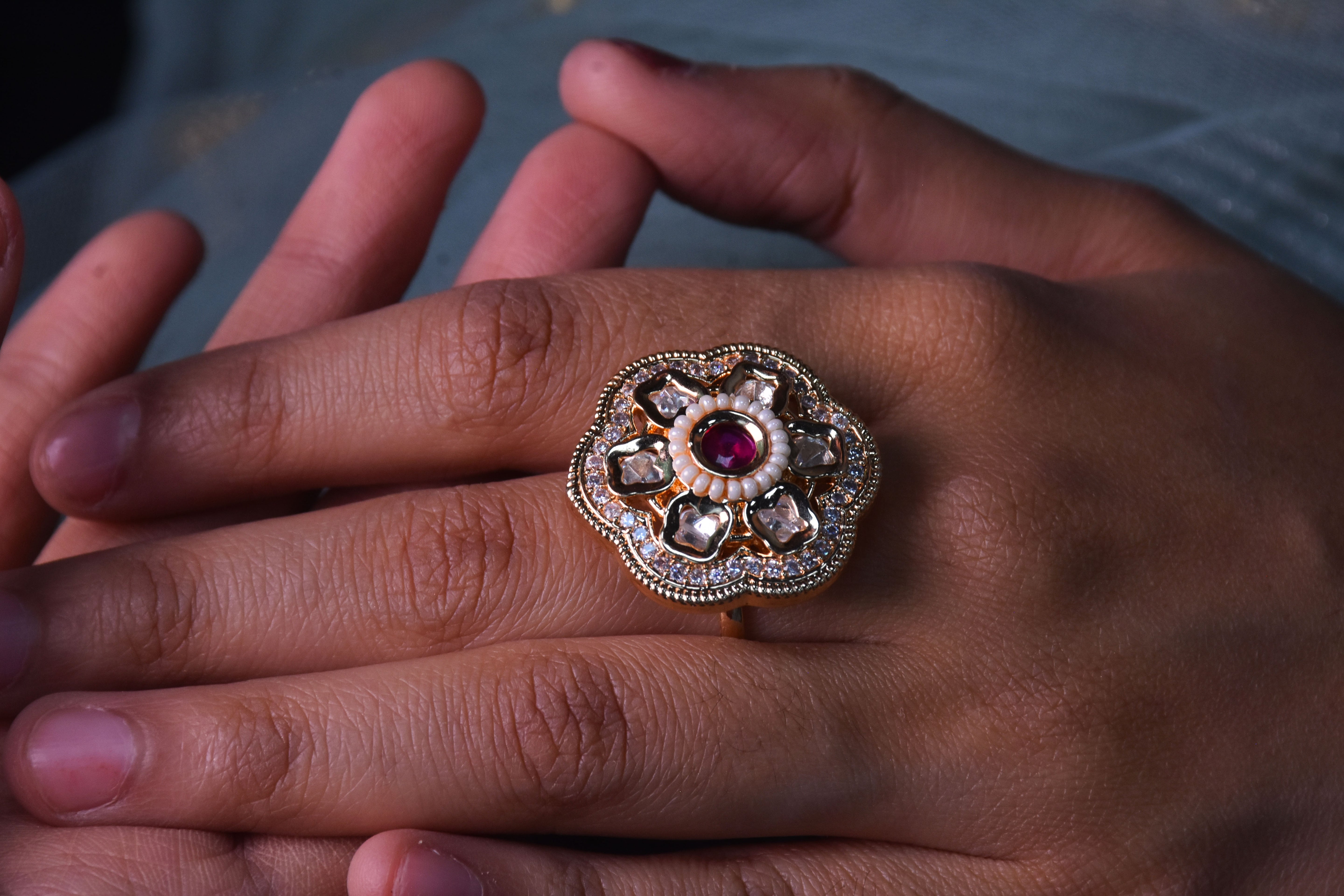 Mumtaz Kundan Meenakari Ring