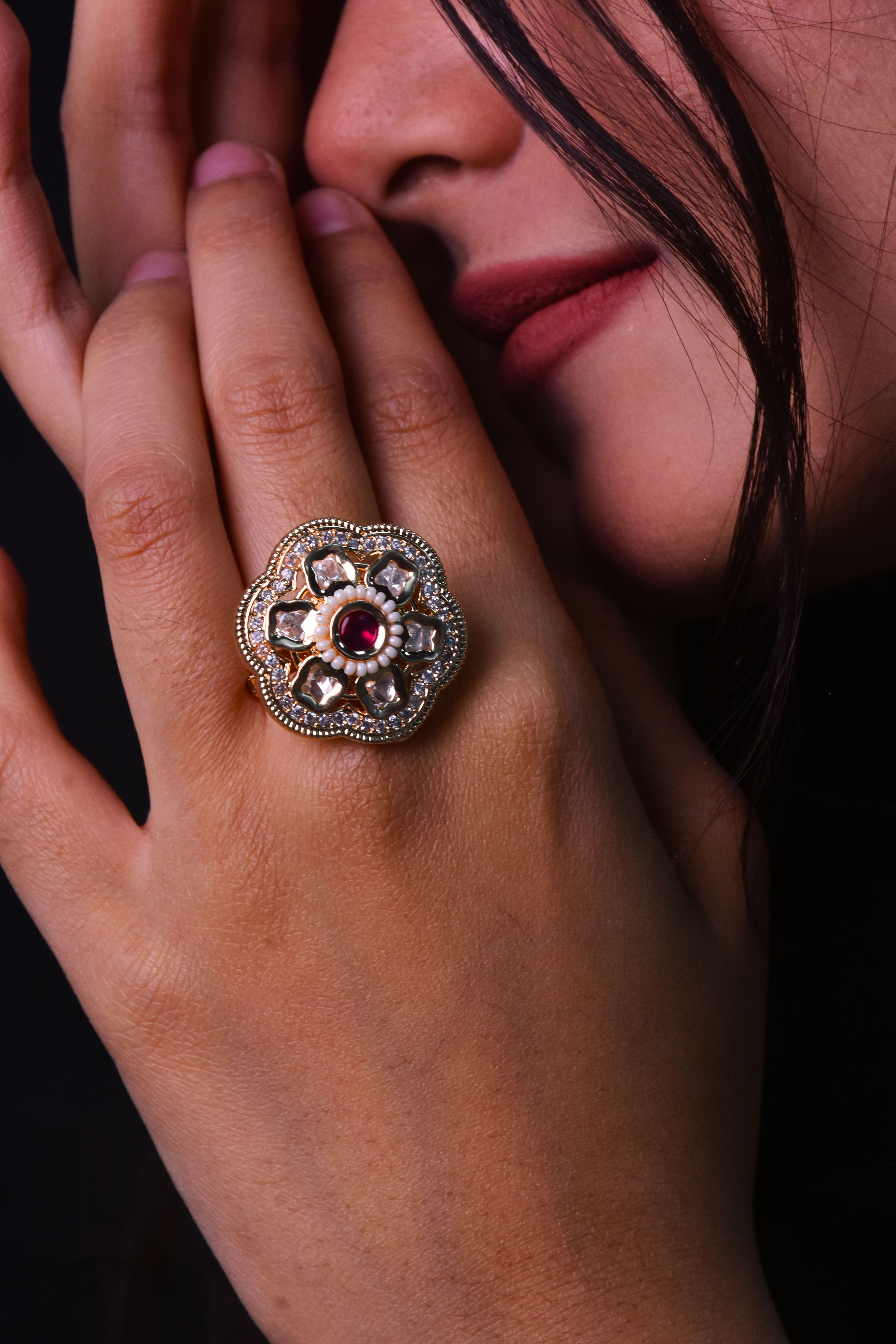 Mumtaz Kundan Meenakari Ring