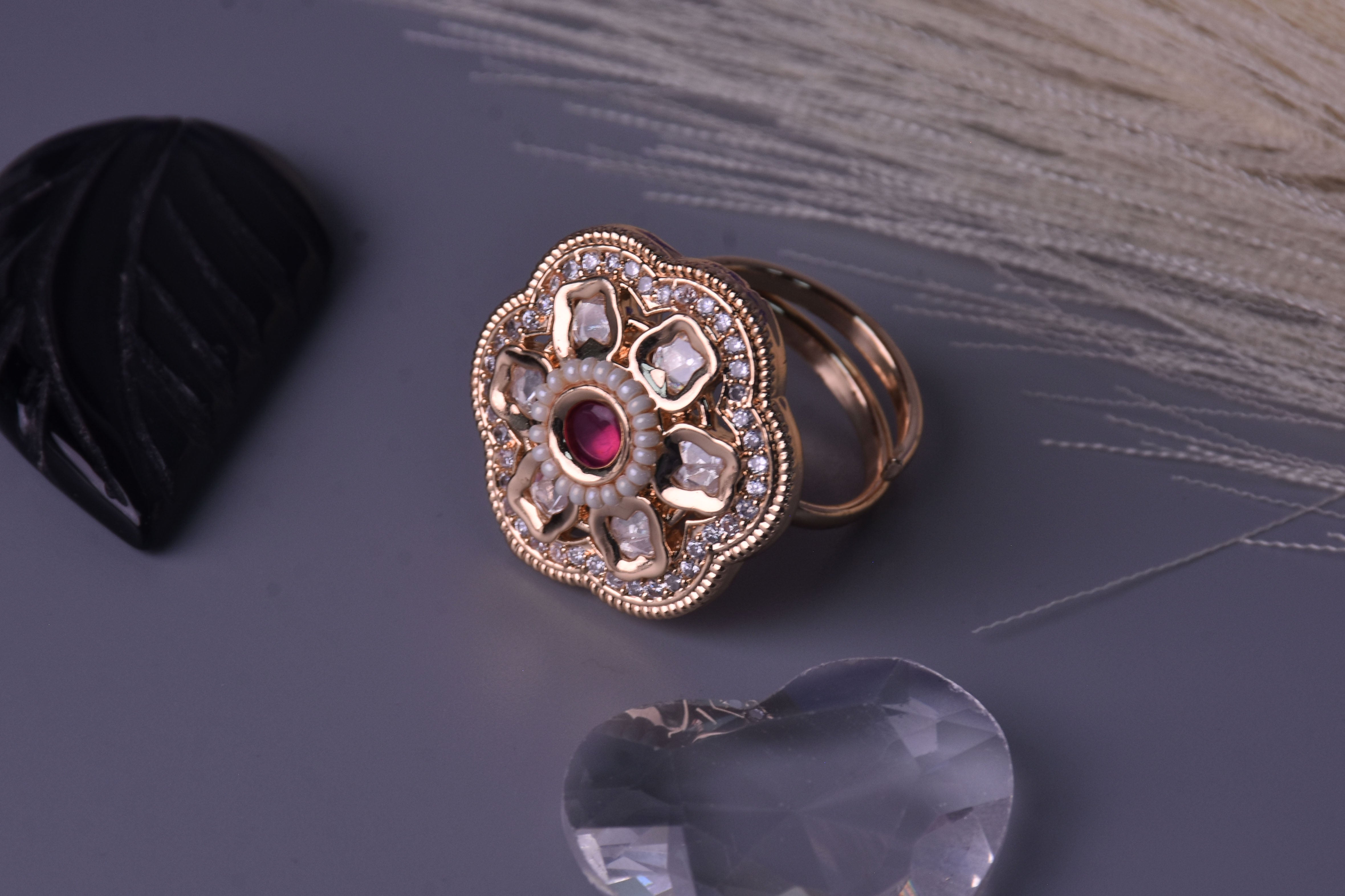 Mumtaz Kundan Meenakari Ring