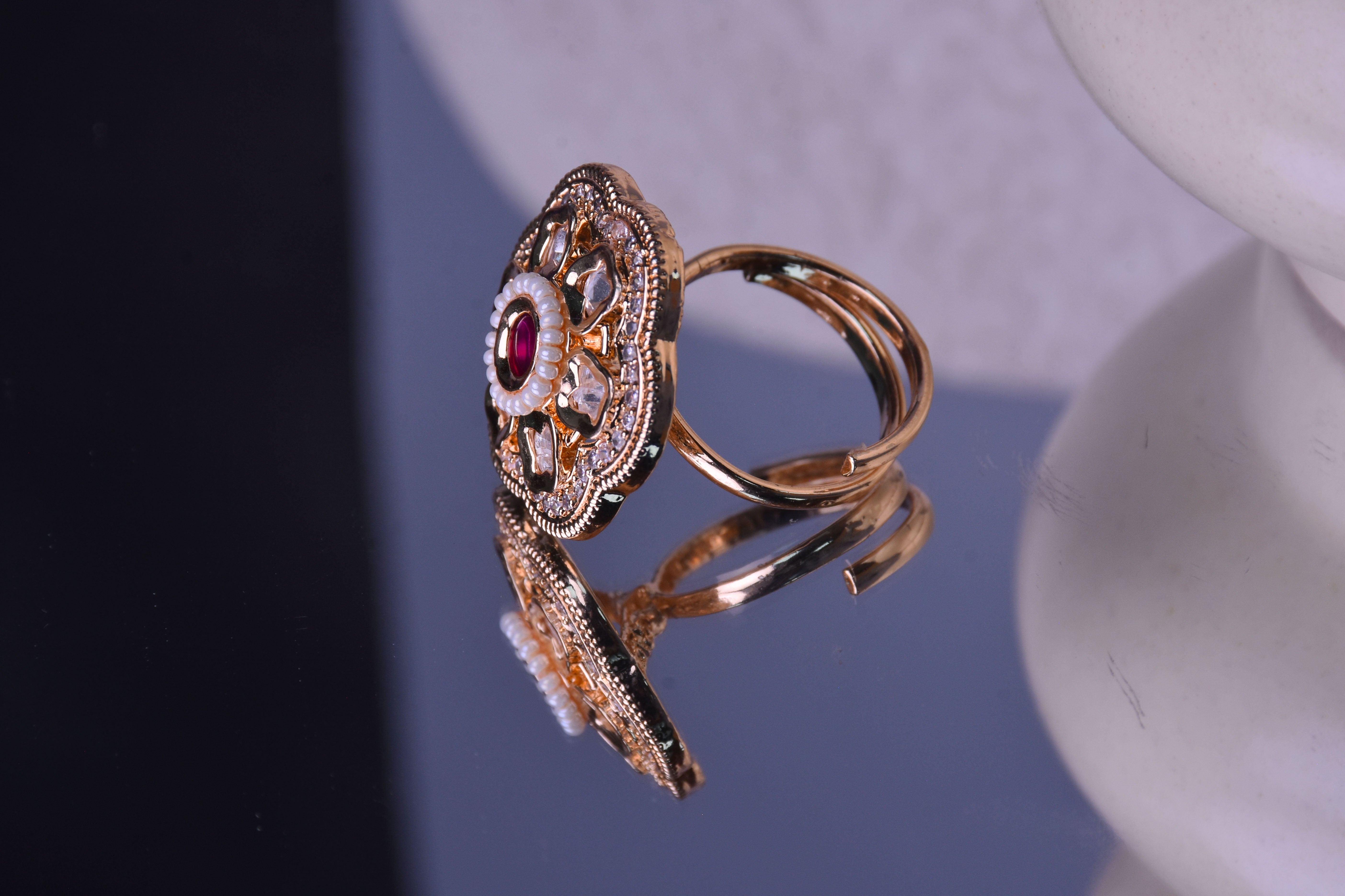 Mumtaz Kundan Meenakari Ring