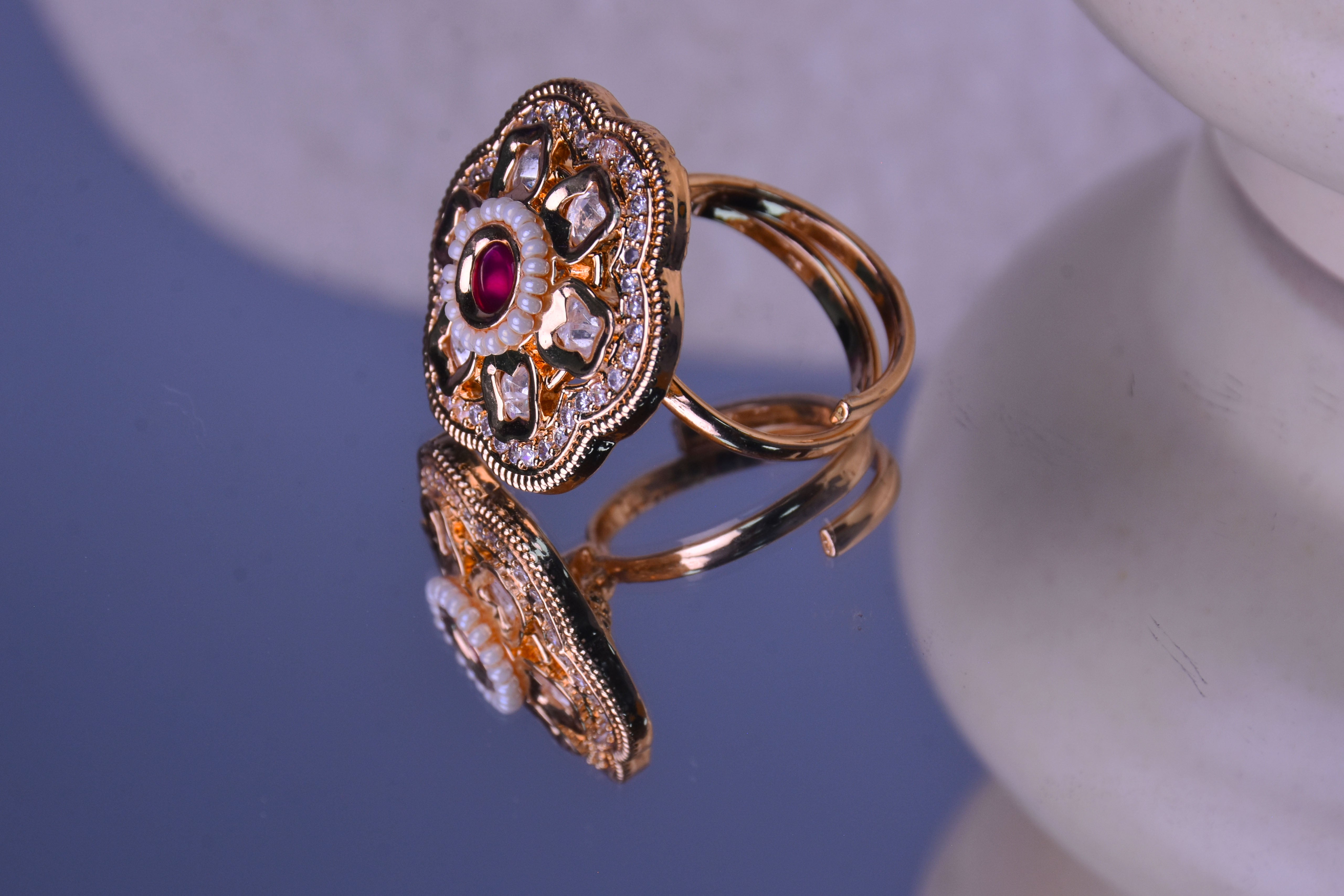 Mumtaz Kundan Meenakari Ring