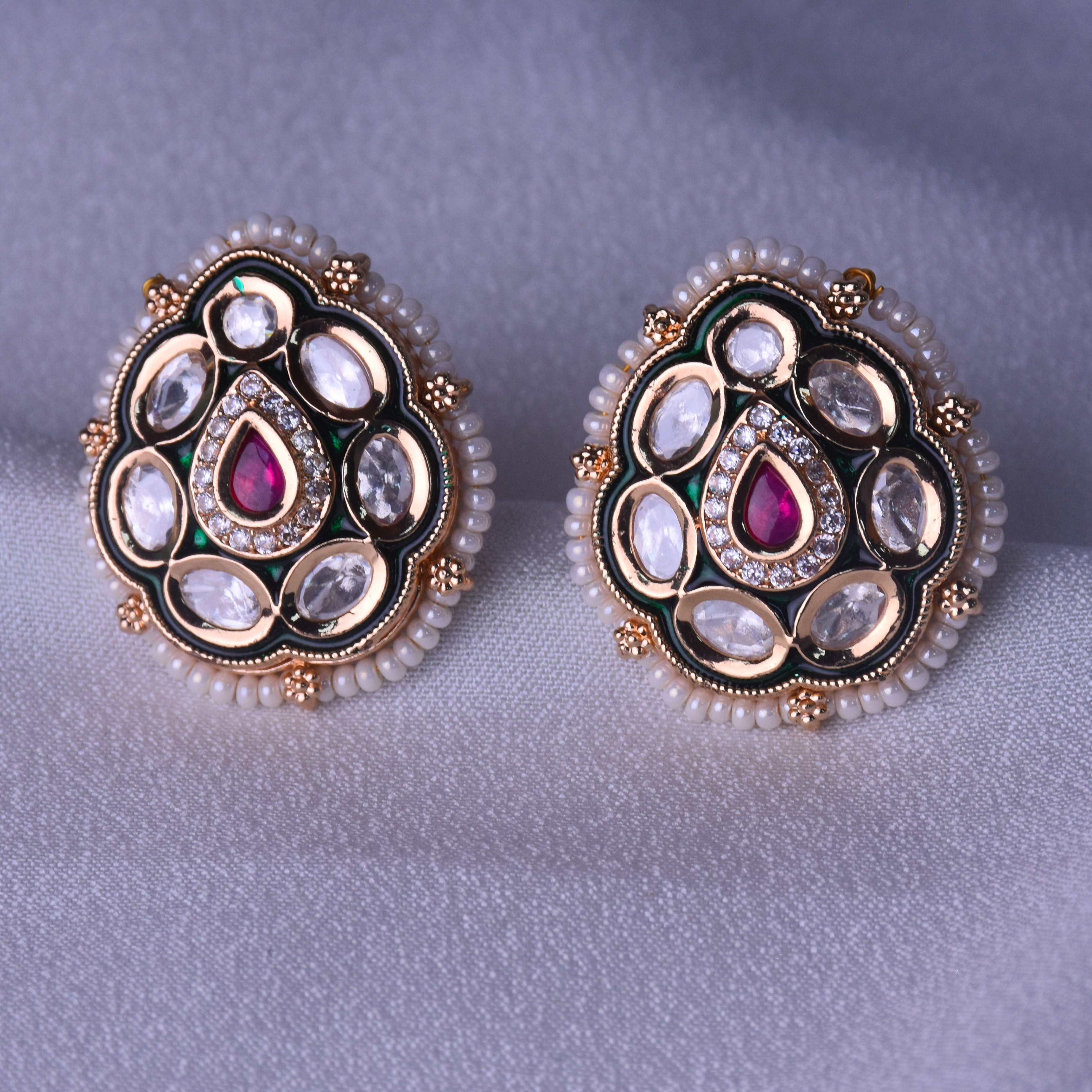 Meera Kundan Stud Earrings
