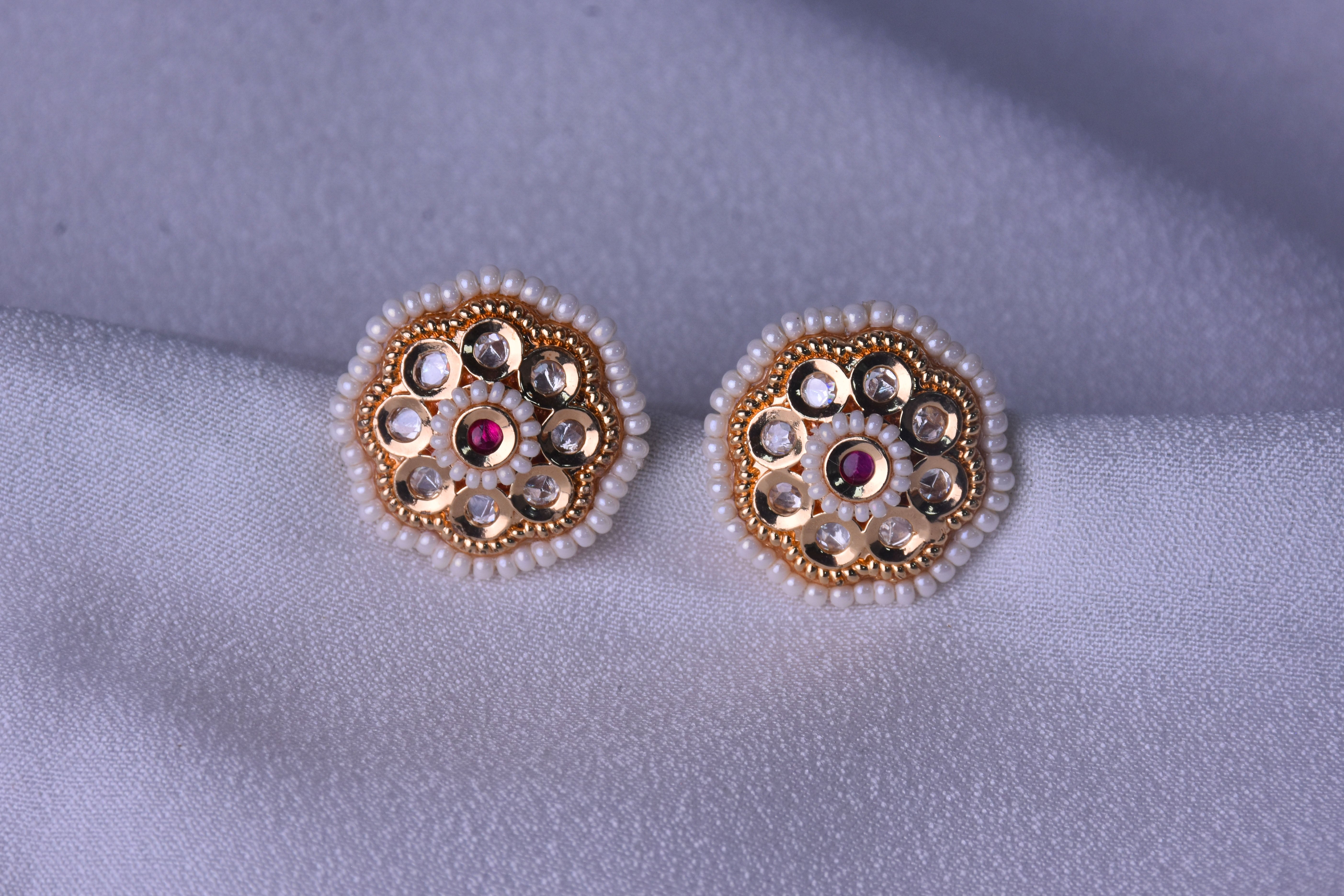 Padmavati Kundan Pearl Stud Earrings