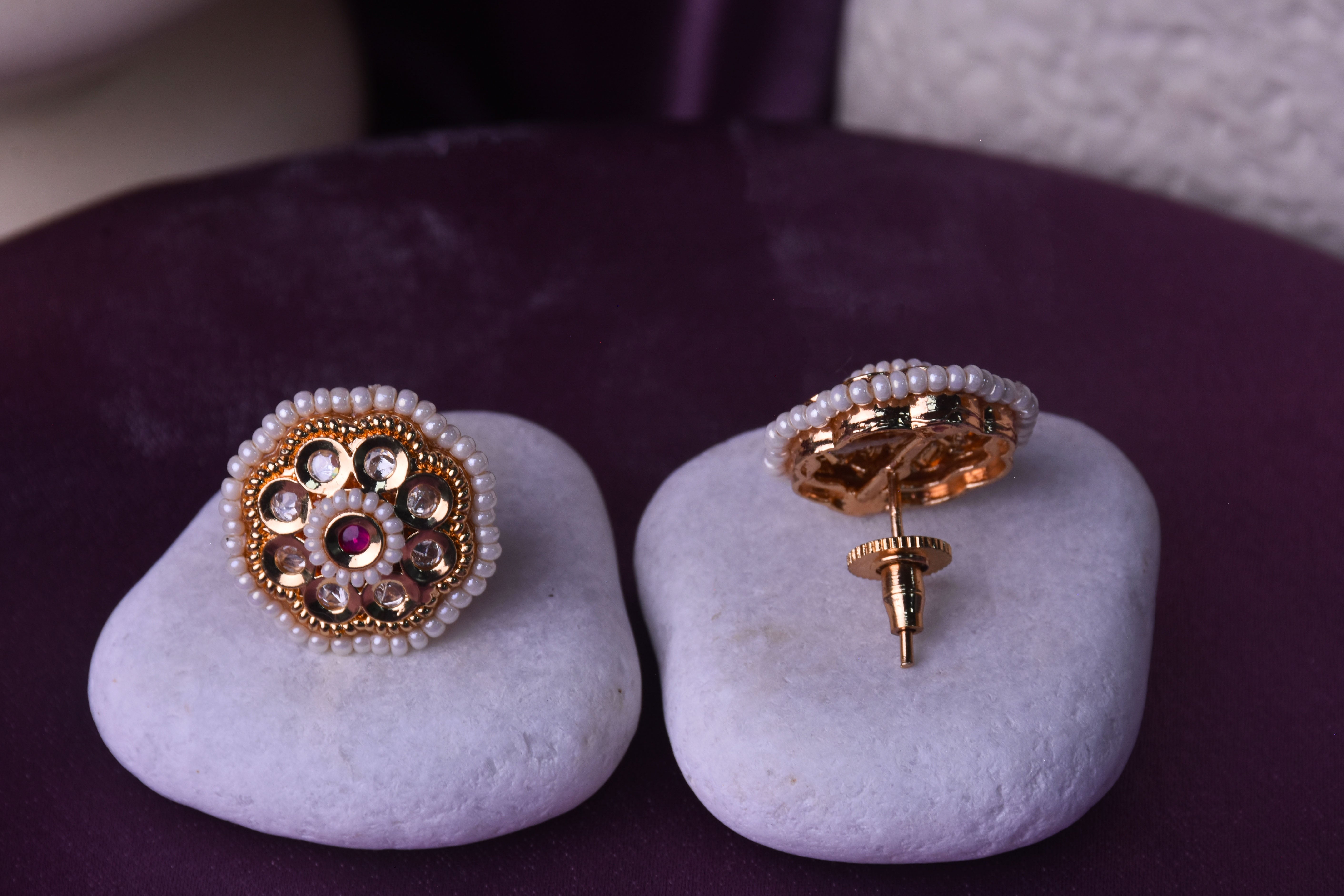 Padmavati Kundan Pearl Stud Earrings