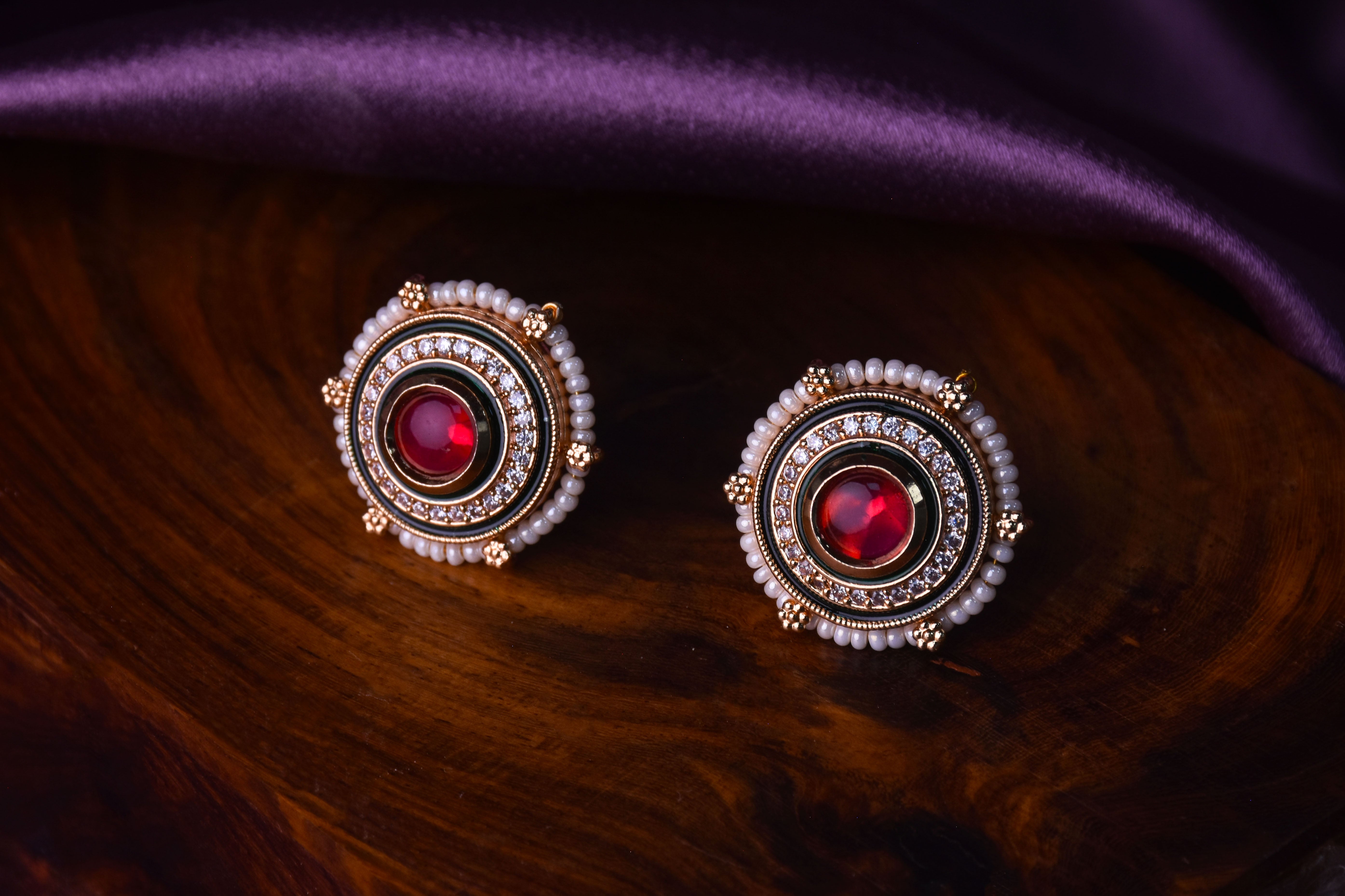 Rupanjali Kundan Rupy Stud Earrings