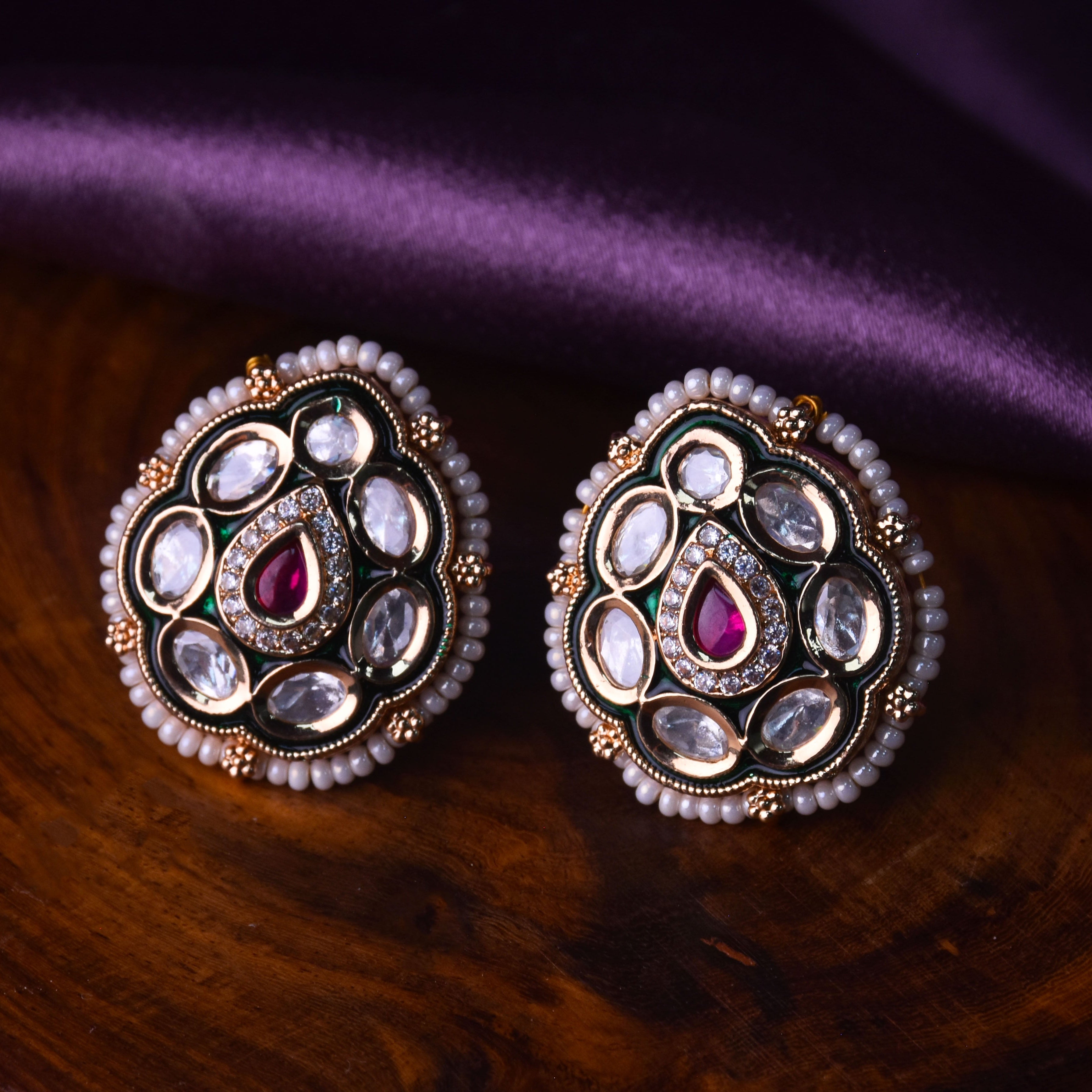 Meera Kundan Stud Earrings
