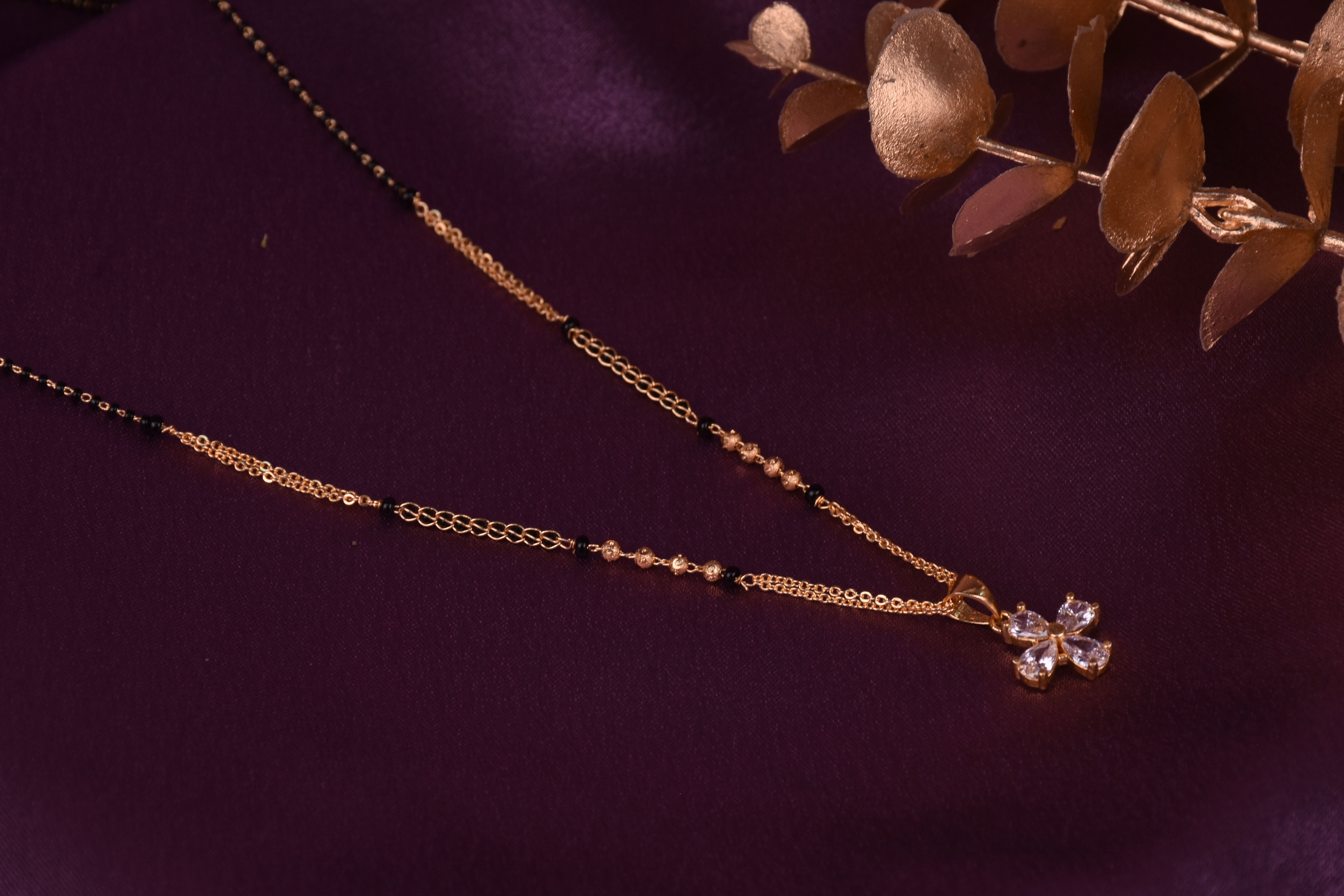 Uniquely Crafted Floral Mangalsutra with CZ Stone for Newly Married -Gift for her