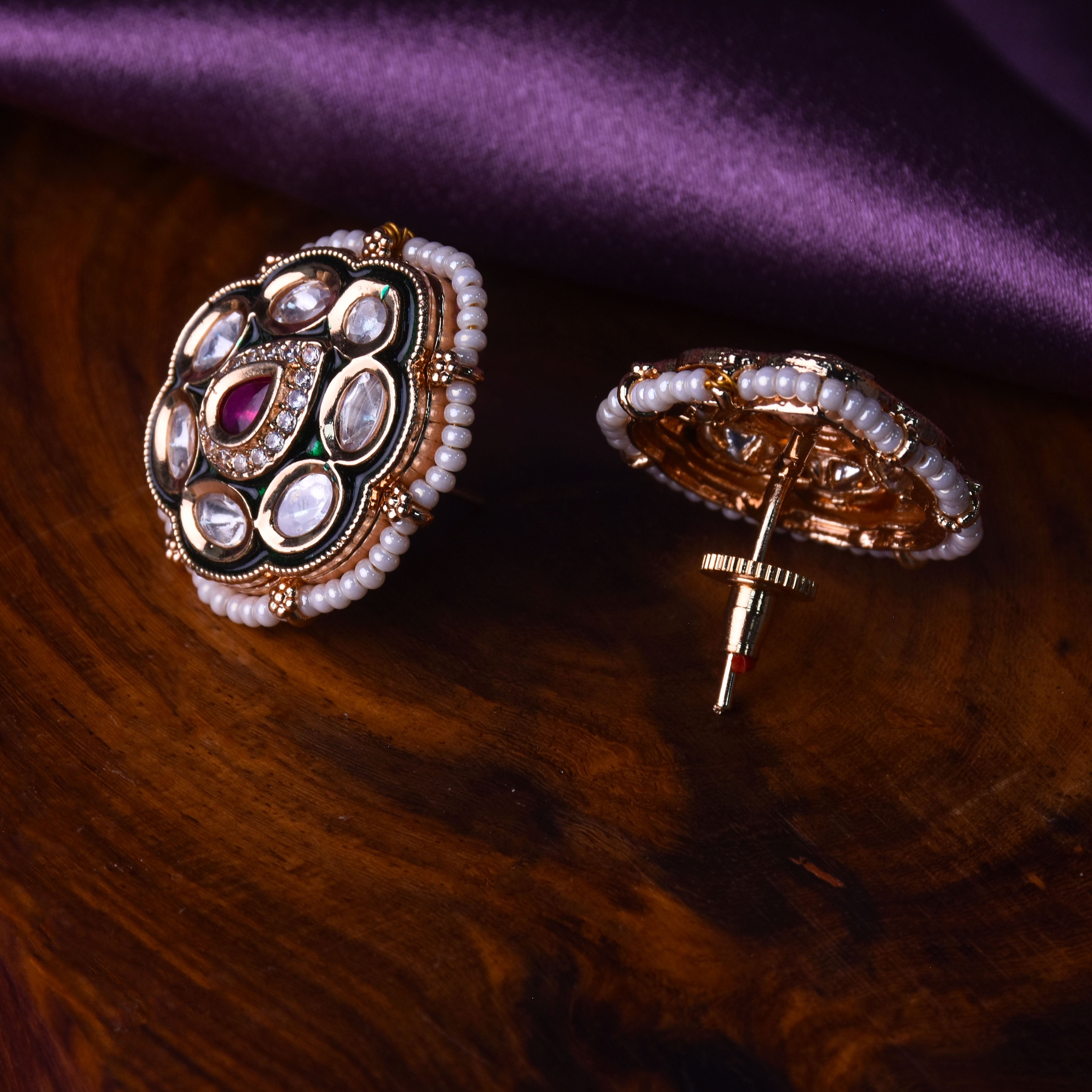 Meera Kundan Stud Earrings