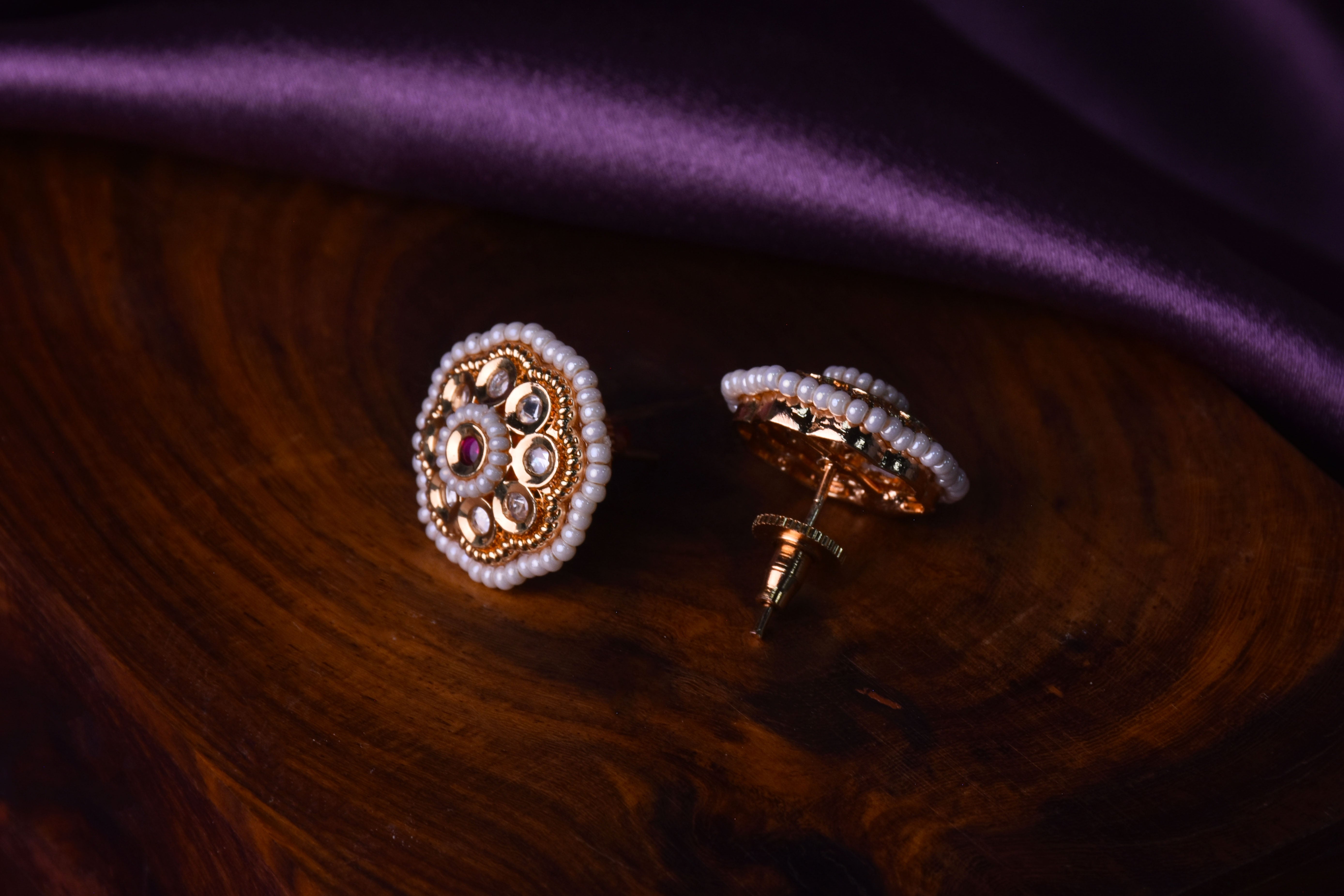Padmavati Kundan Pearl Stud Earrings
