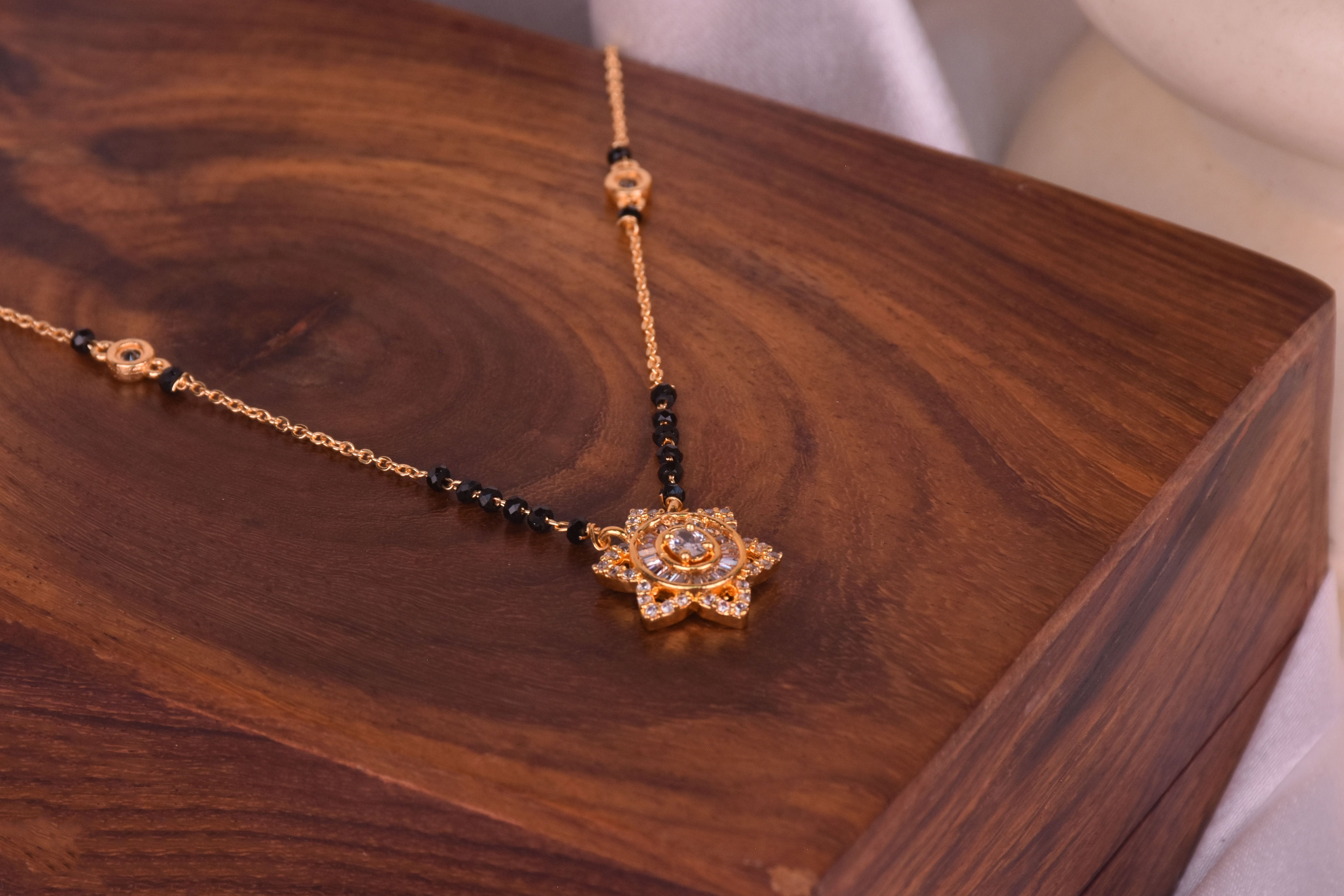 Gold Diamond CZ stones Embellished Mangalsutra For Women