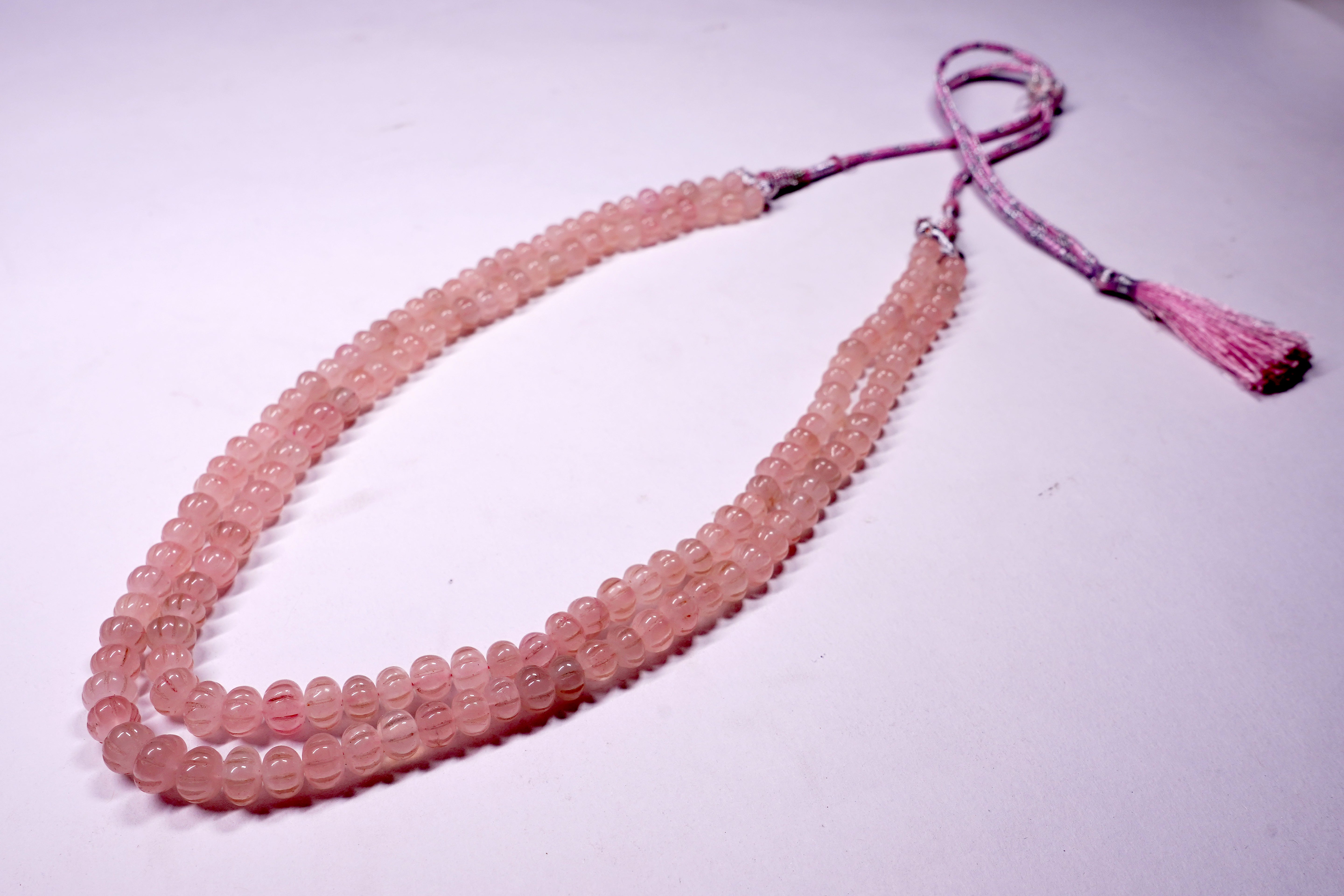 Double-Strand Rose Quartz Pumpkin Beads waterproof Authentic Mala