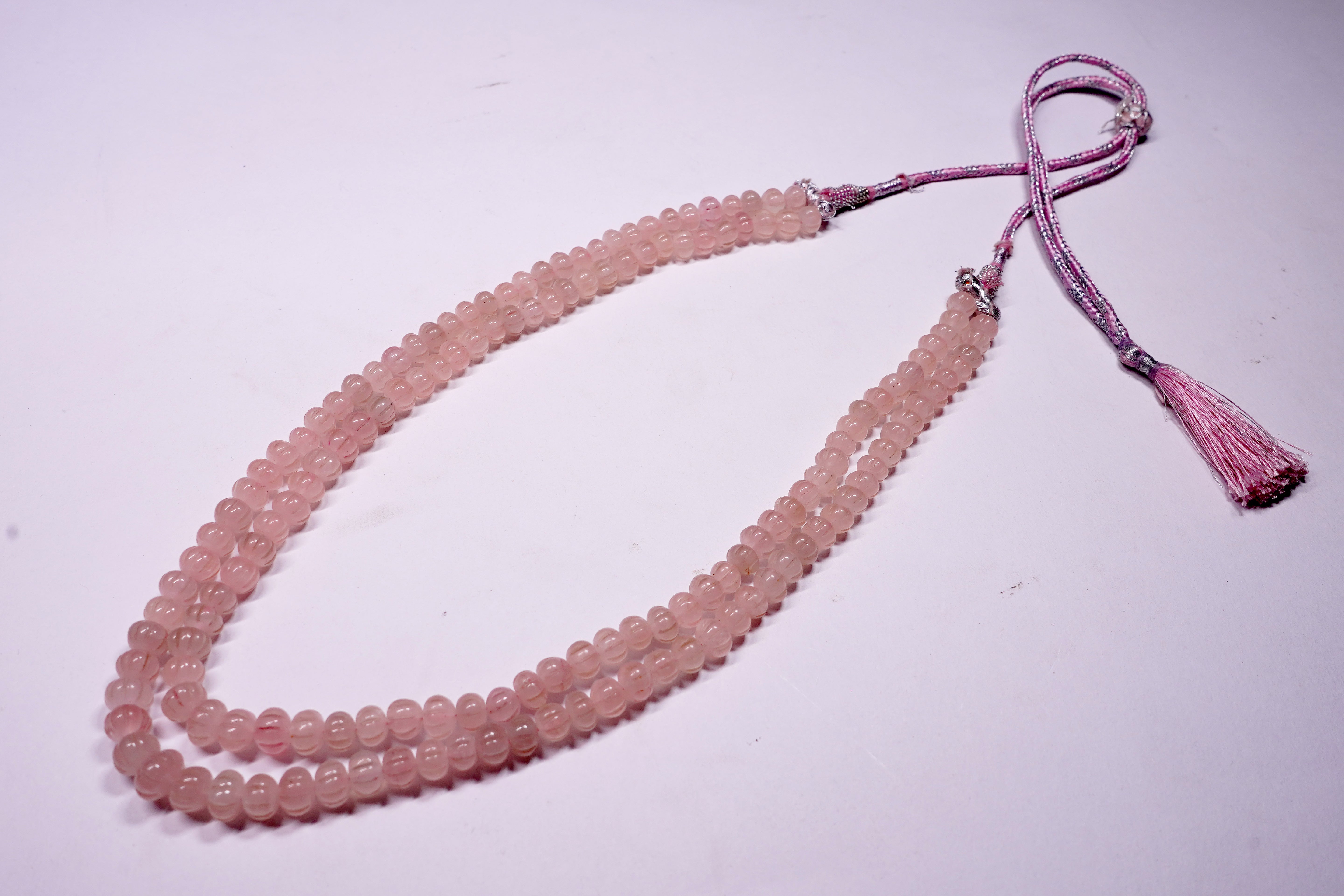 Double-Strand Rose Quartz Pumpkin Beads waterproof Authentic Mala