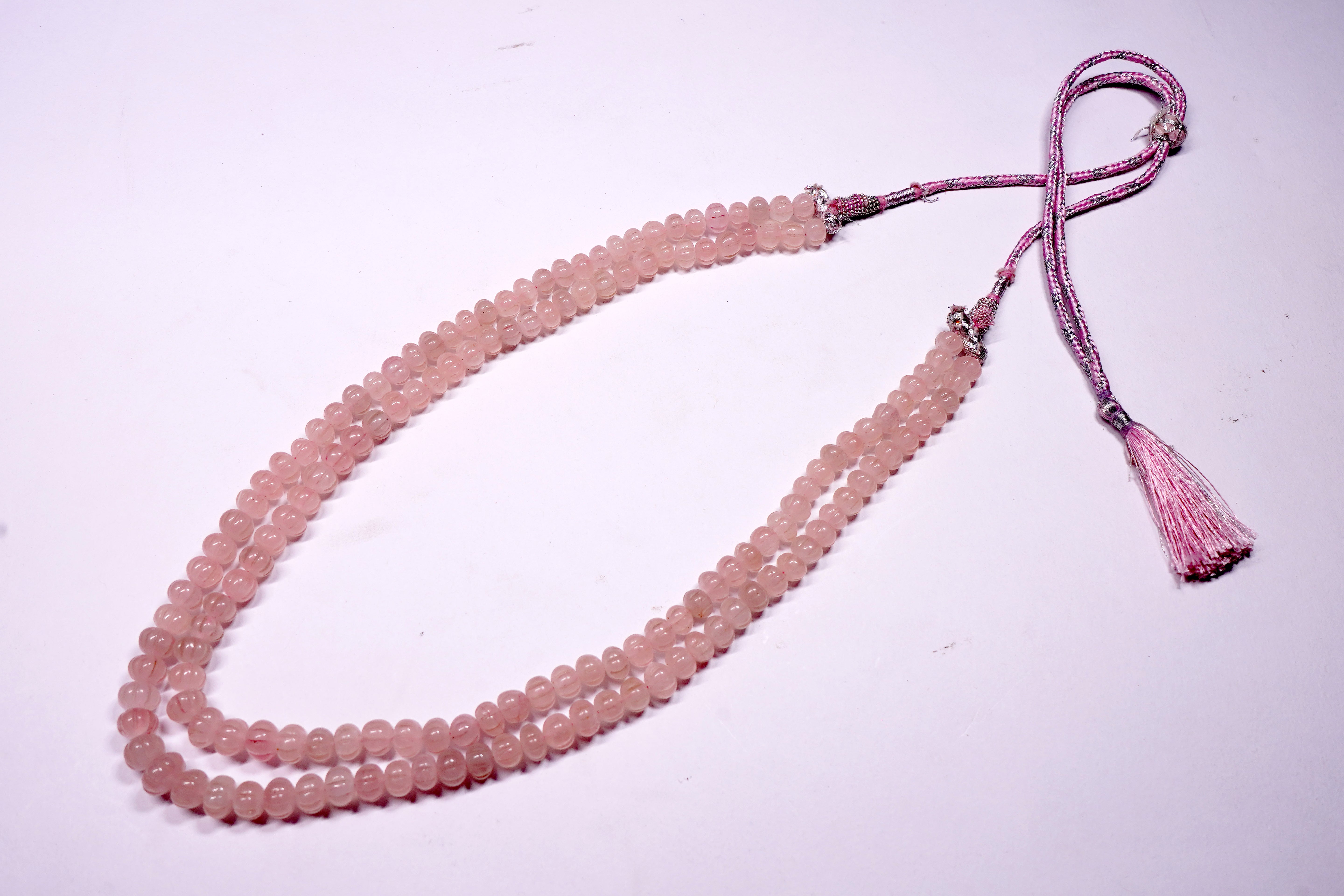 Double-Strand Rose Quartz Pumpkin Beads waterproof Authentic Mala
