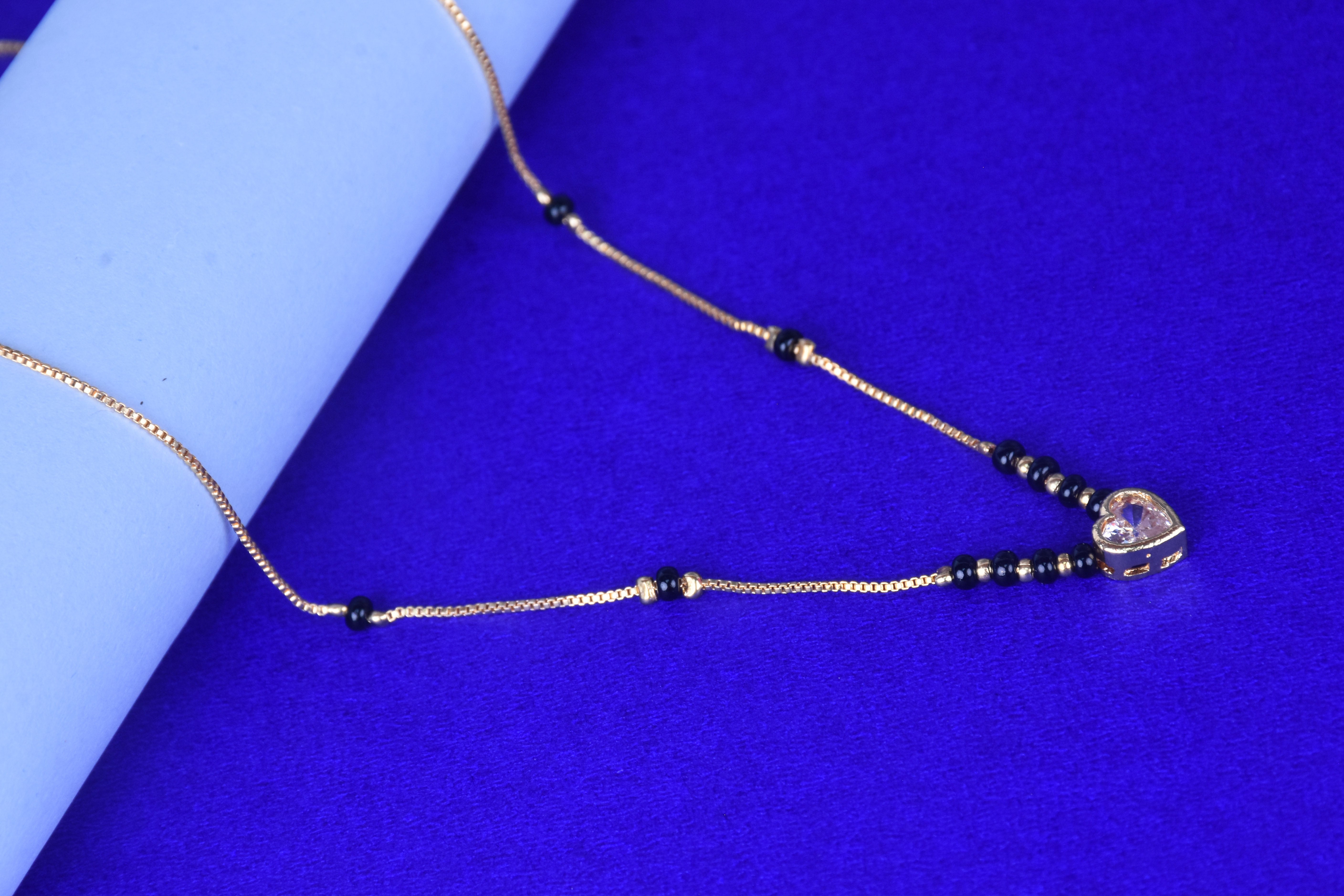 Love Heart mangalsutra with CZ stone Gold Plated Birthday Jewelry for Wife