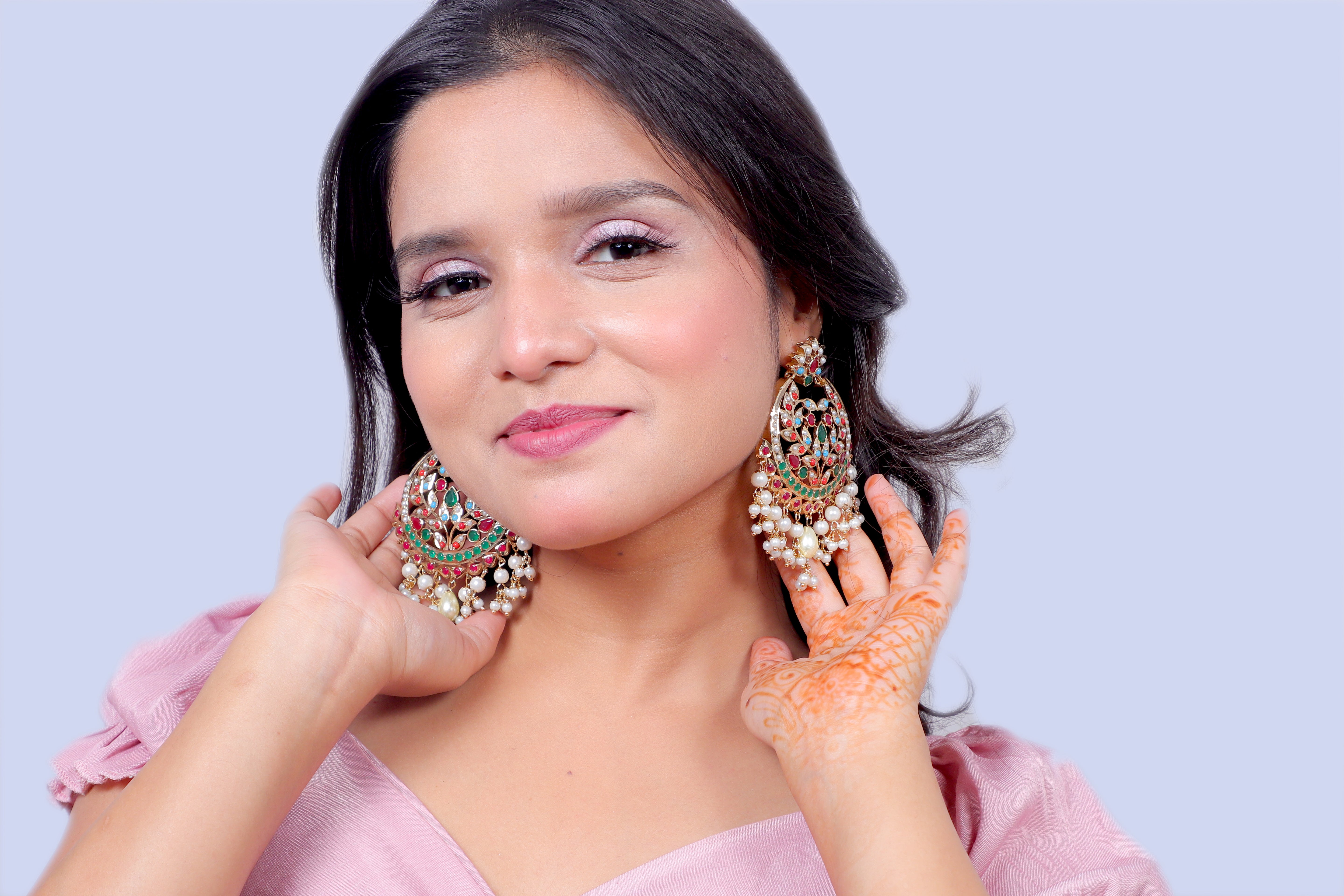 Regal Reflections: Jadau Multi Chandbali Earrings