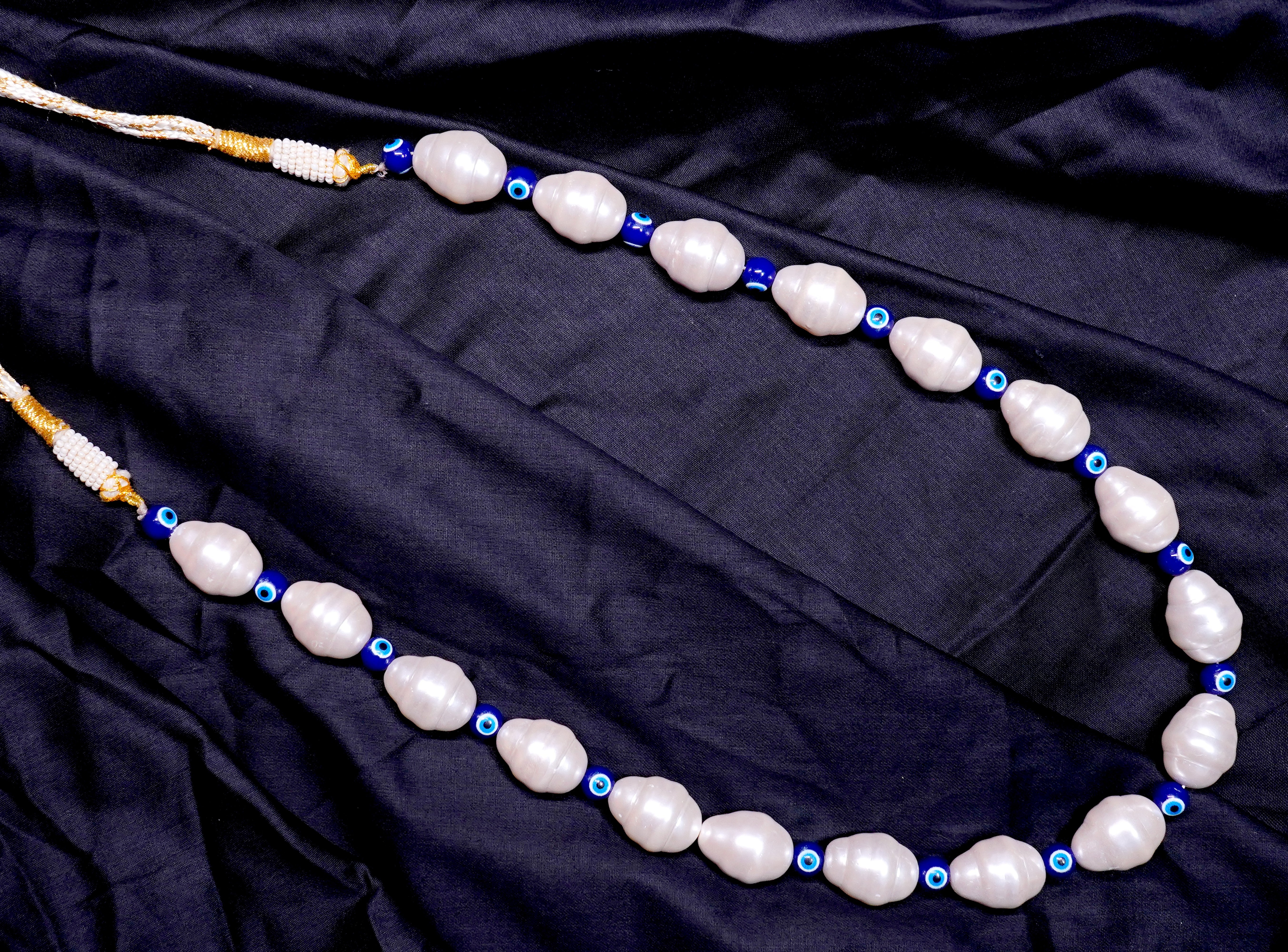 Mystic Evil Eye and Shunk Baroque Pearl Statement Necklace