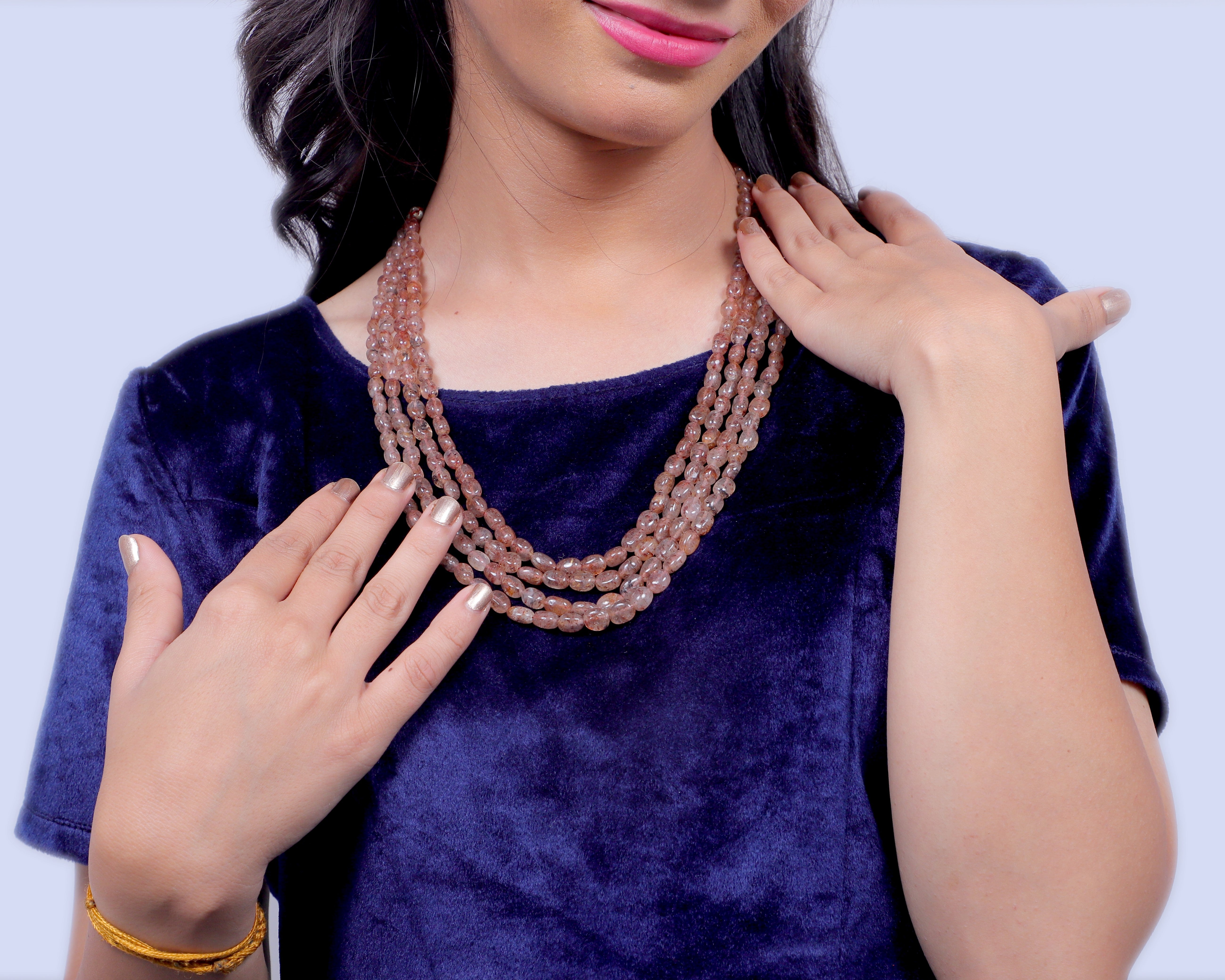 Bohemian Natural Russian Strawberry Beads Layered Necklace
