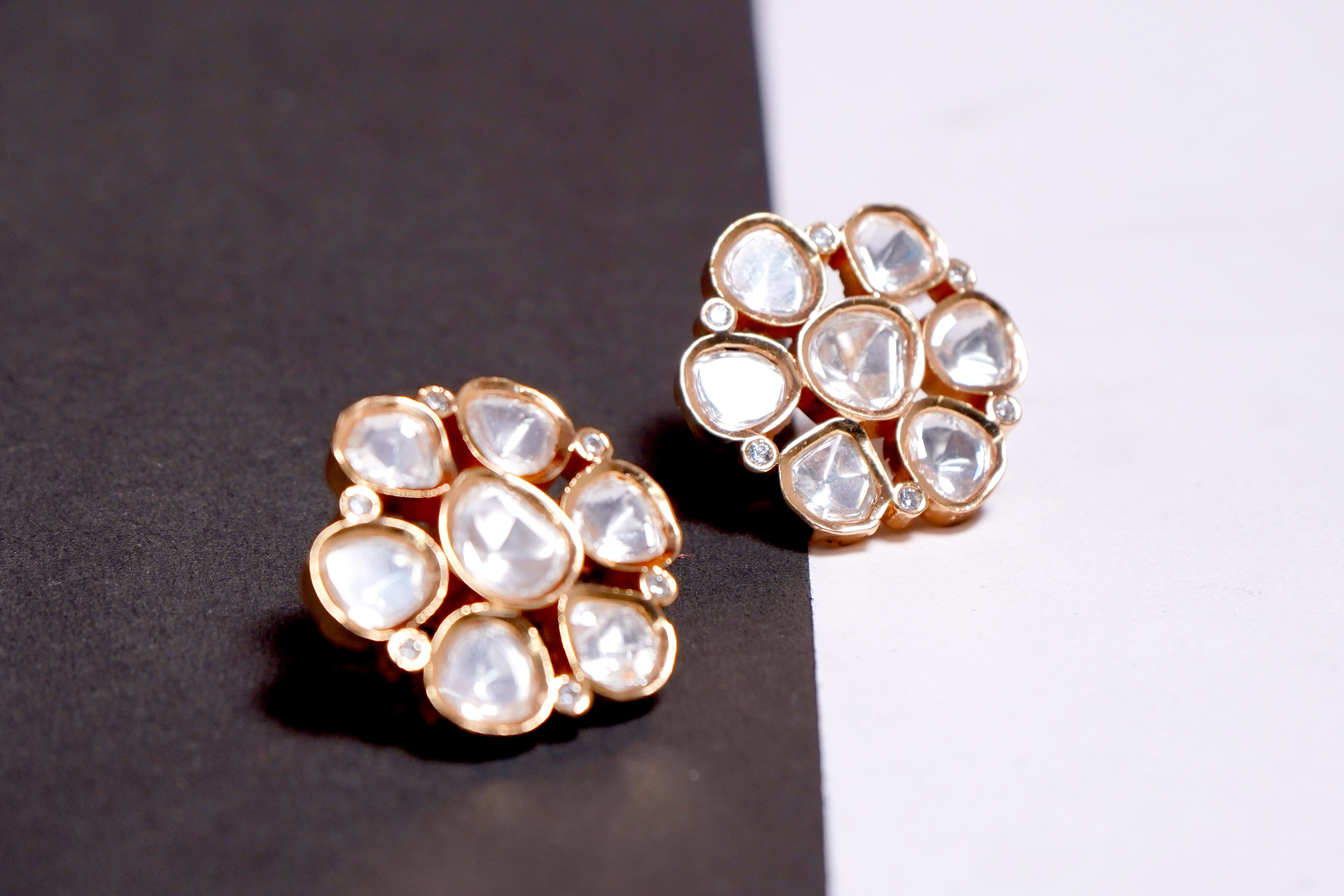 Timeless Glamour Gold plated Moissanite Stud Earrings