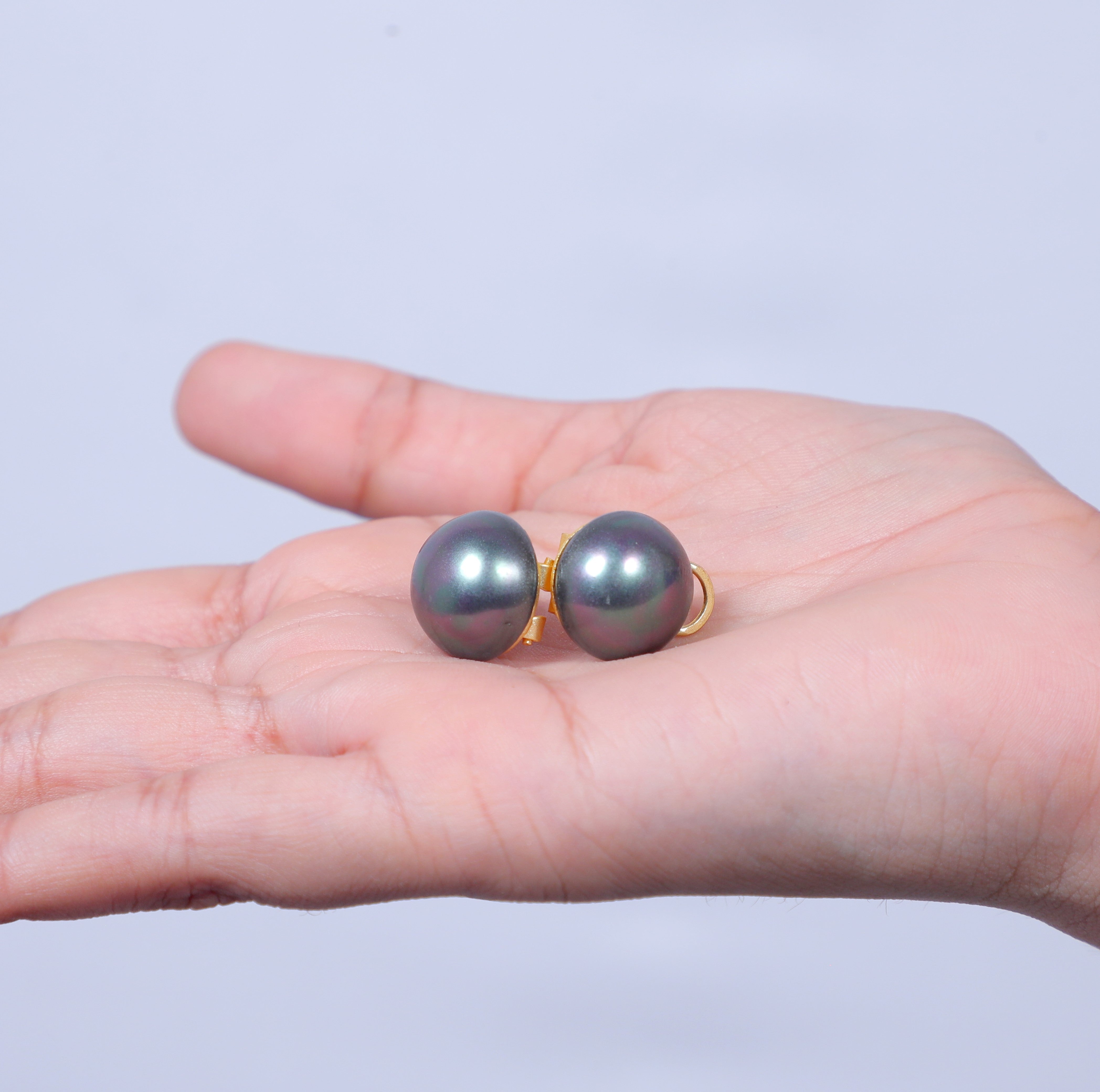 Minimalist Coated Shell Stud Earrings in Classic Round Design With Back clip