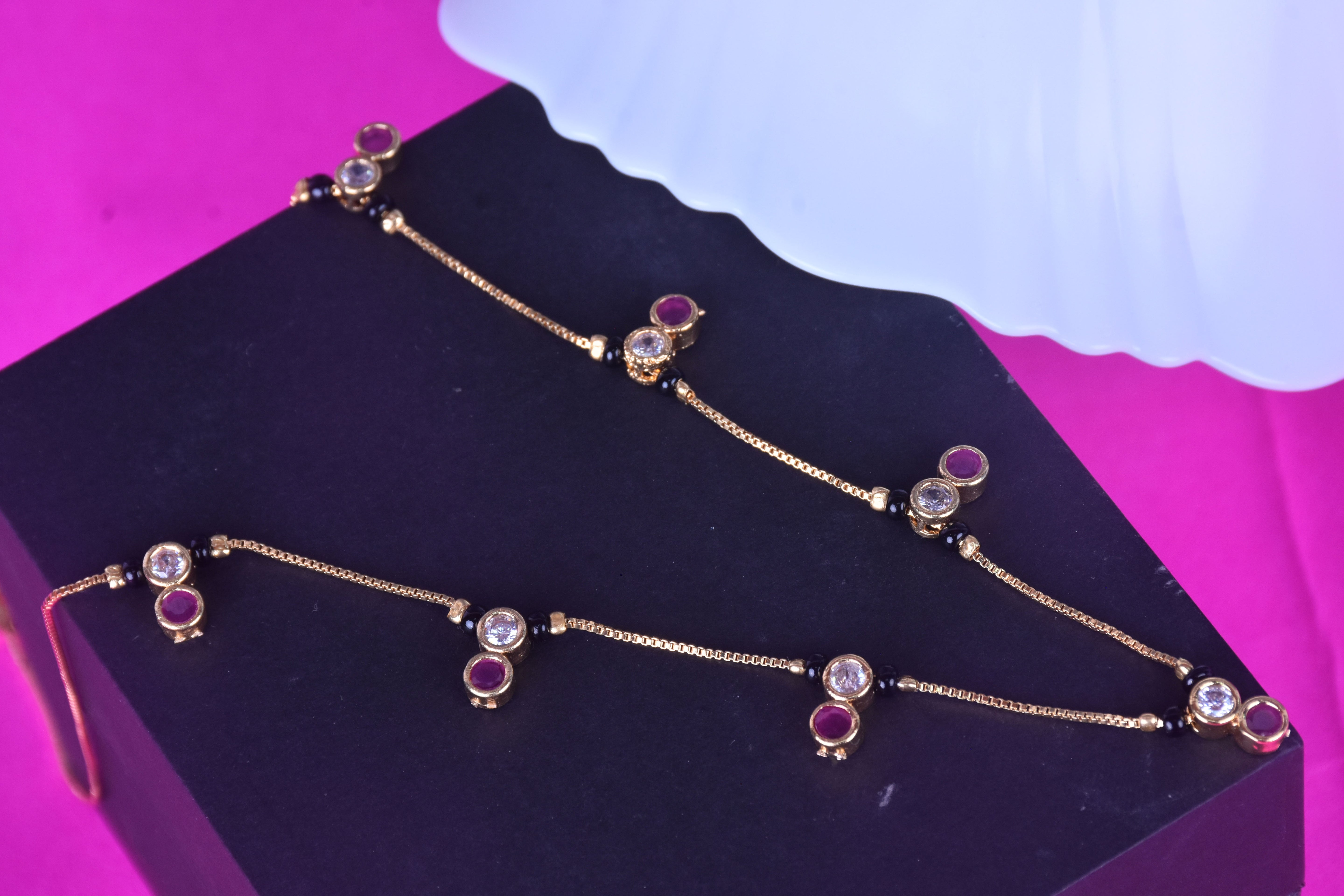 Ethnic Gold Plated Ruby Mangalsutra Wiith CZ Stones gift for women
