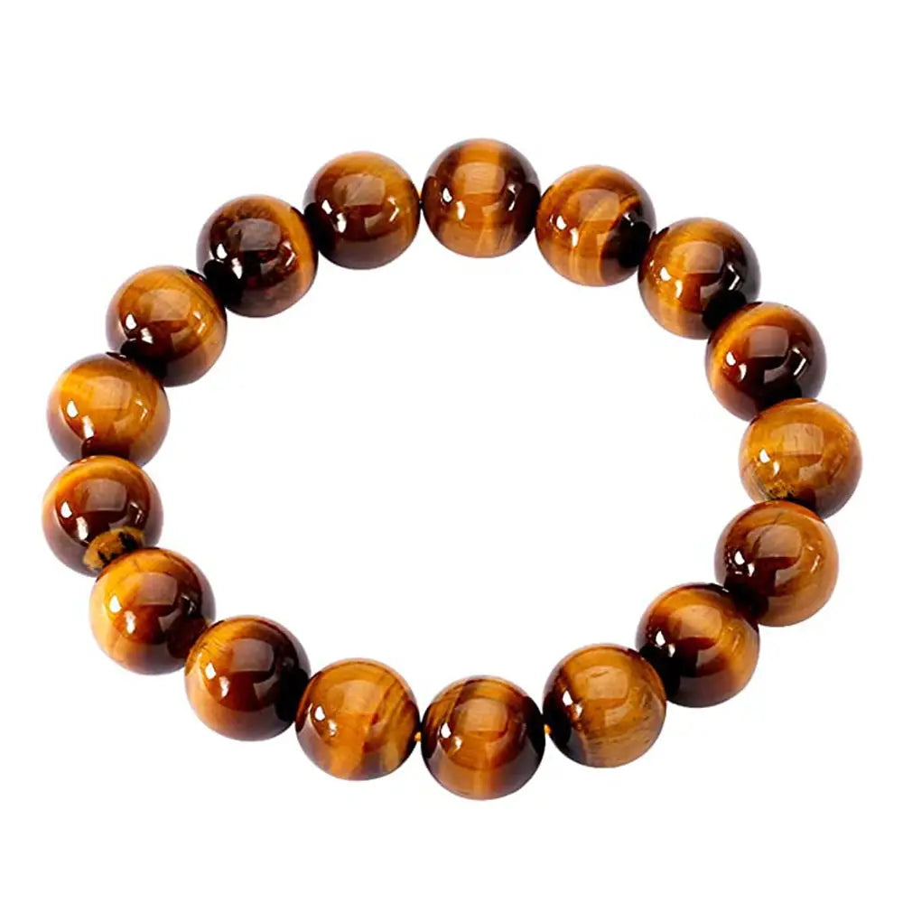 Brown Tiger Eye Semi-Precious Gemstones Healing Crystal Stretch Beaded Bracelet