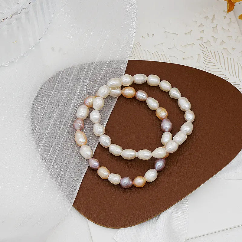 Elegant Beach Beaded Natural Baroque Freshwater Pearls Lucky Vintage Bracelet
