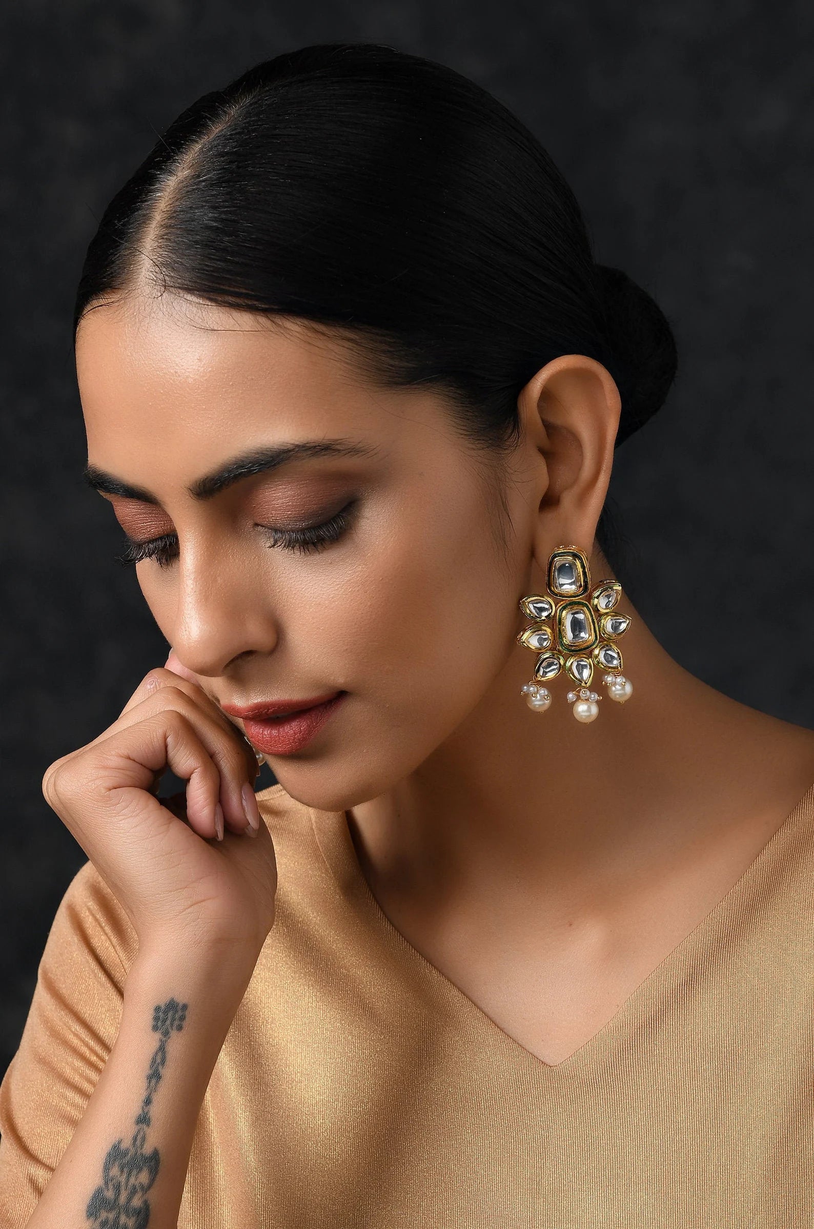 "Kundan Earrings with Beads: A Timeless Touch for Every Occasion"