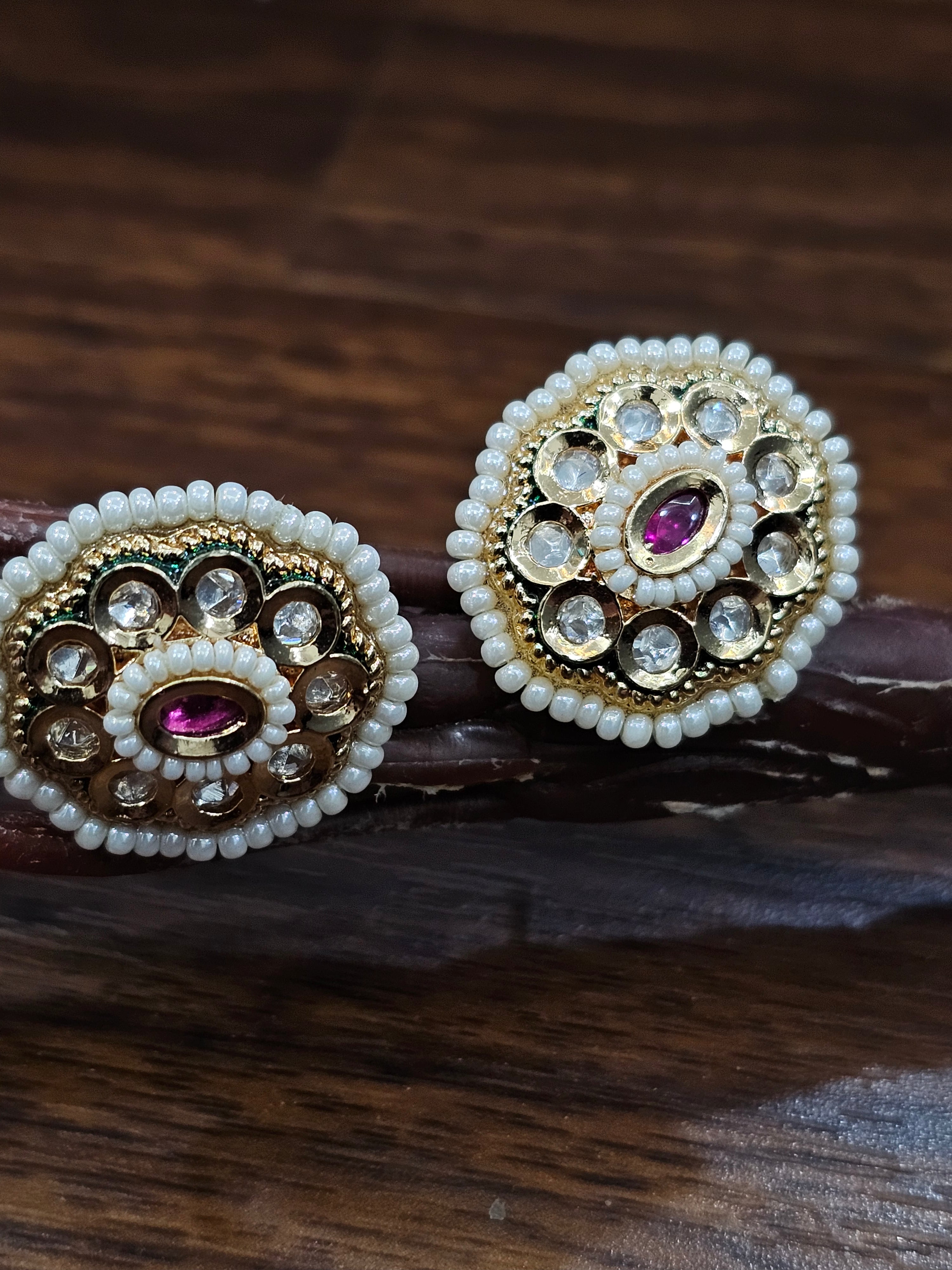 Elegant Pearl Premium Kundan Stud Earrings