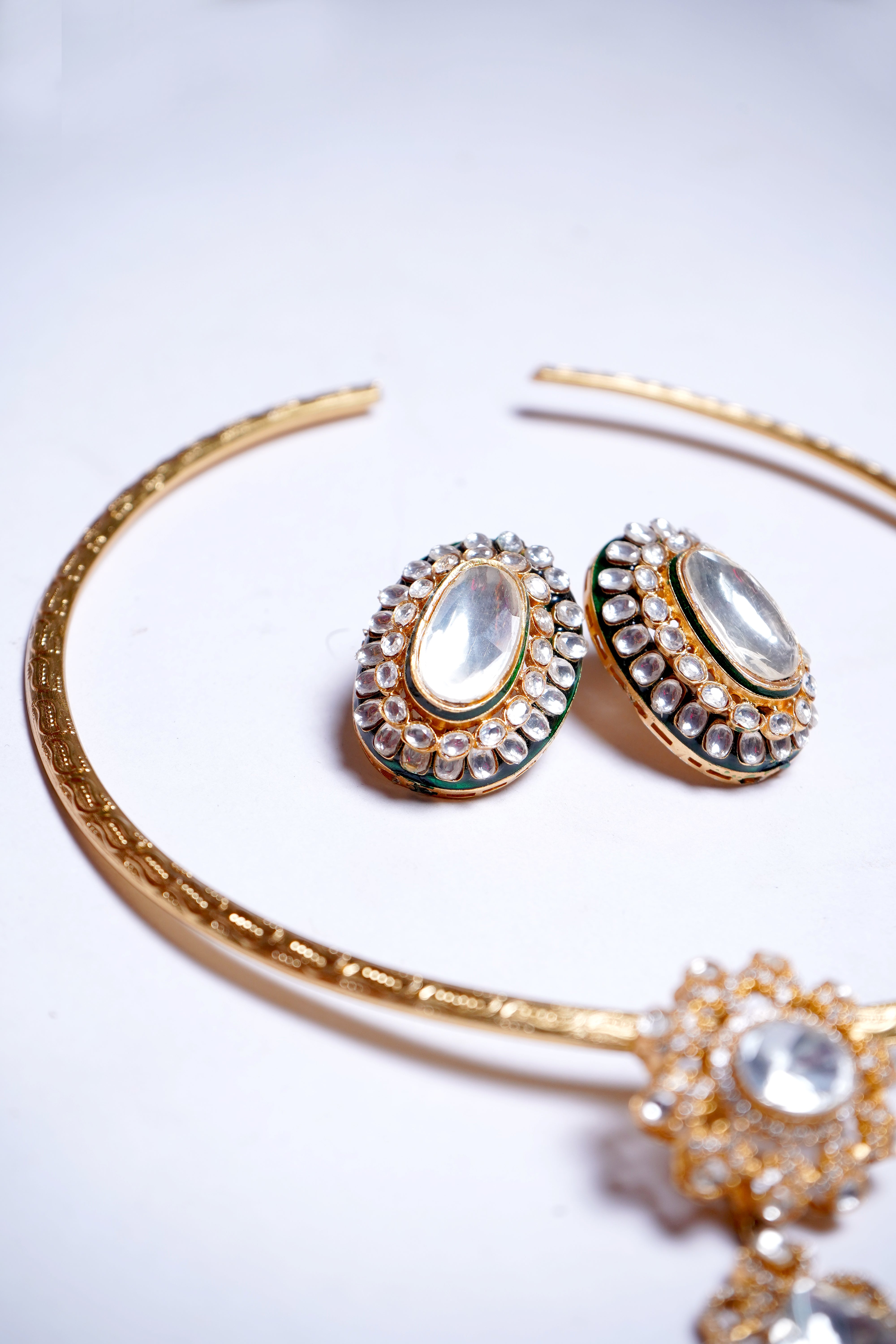 Bikaneri Pure Silve Foiled Moissanite Hasli Elegance Premium Necklace