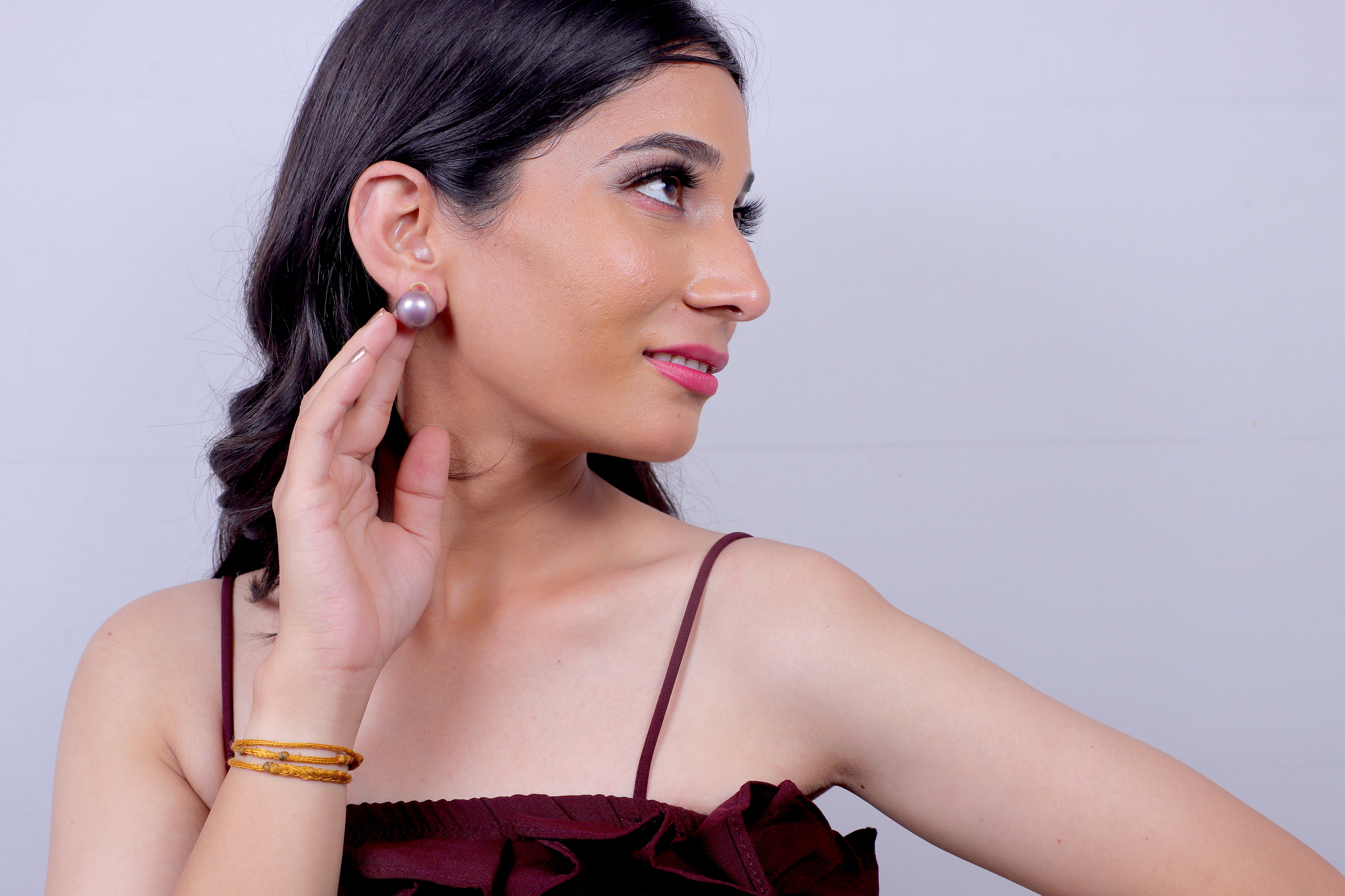 Minimalist Coated Shell Stud Earrings in Classic Round Design With Back clip