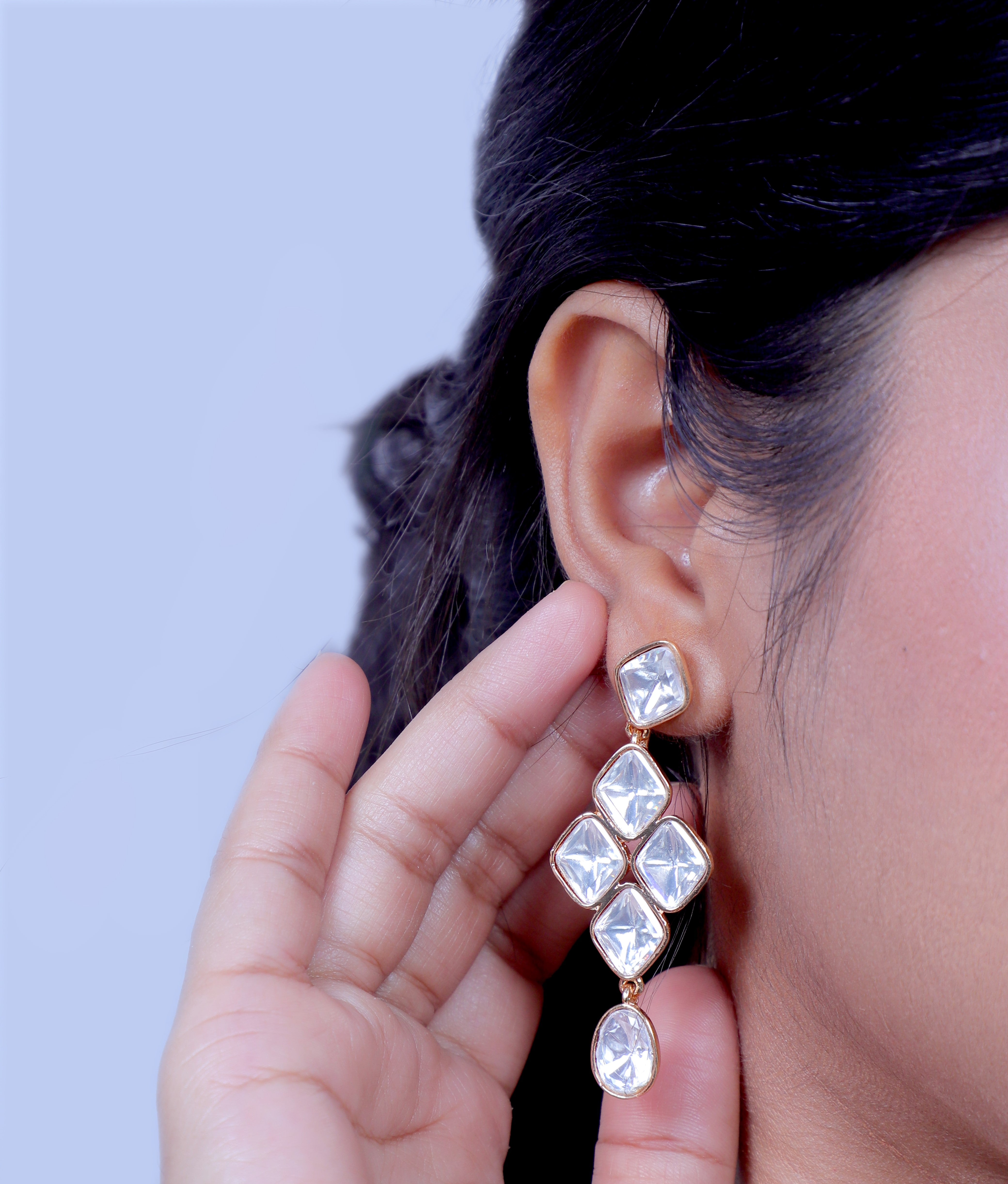 Diamond Feel Moissanite Silver Foil Drop Earrings