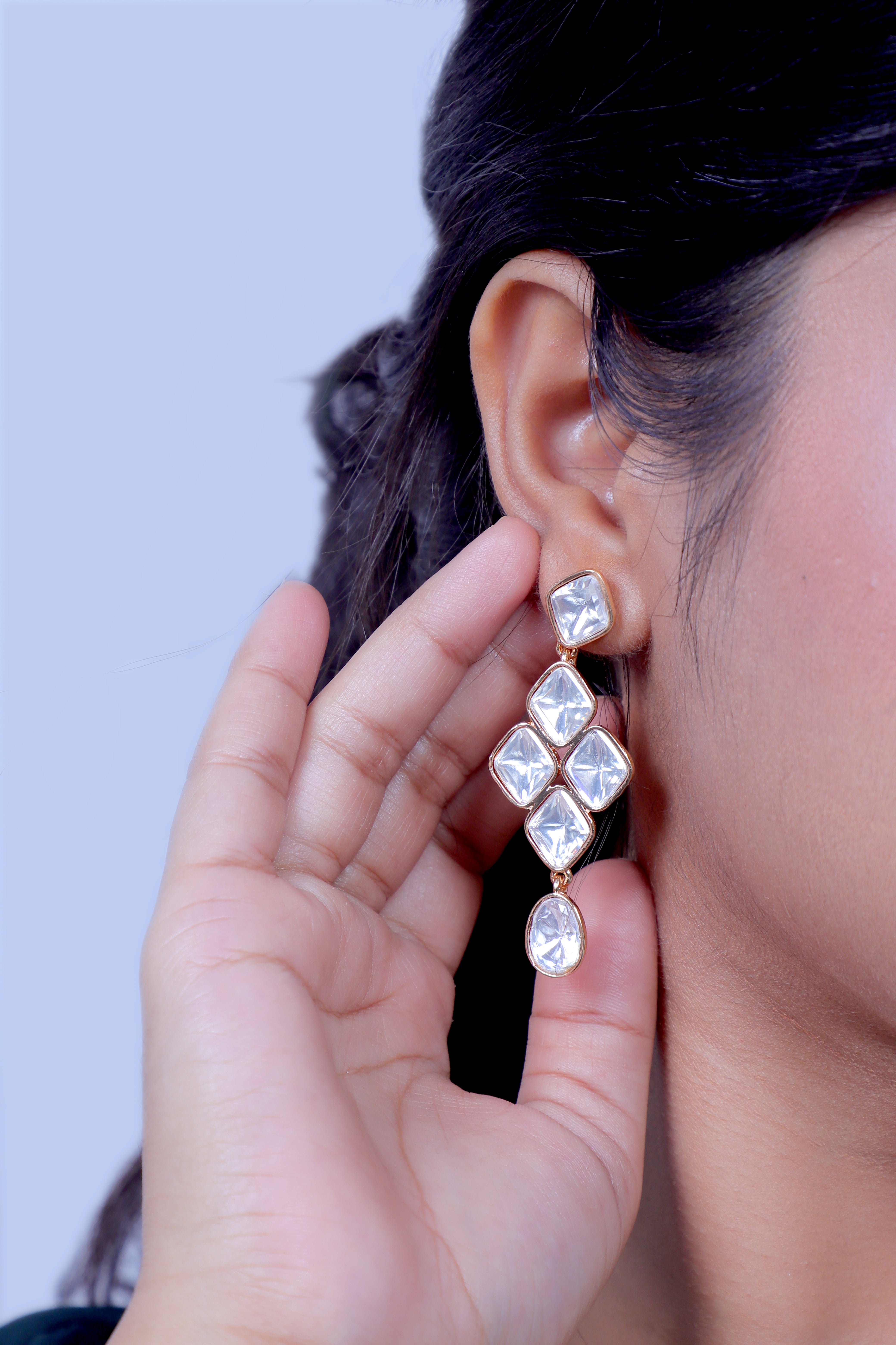 Diamond Feel Moissanite Silver Foil Drop Earrings