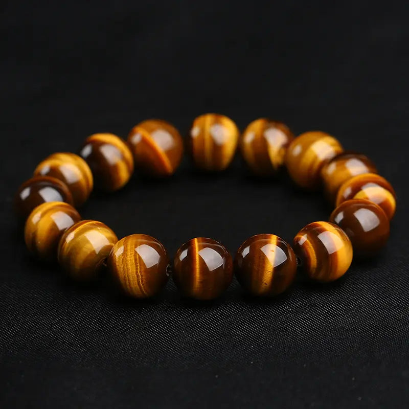 Brown Tiger Eye Semi-Precious Gemstones Healing Crystal Stretch Beaded Bracelet