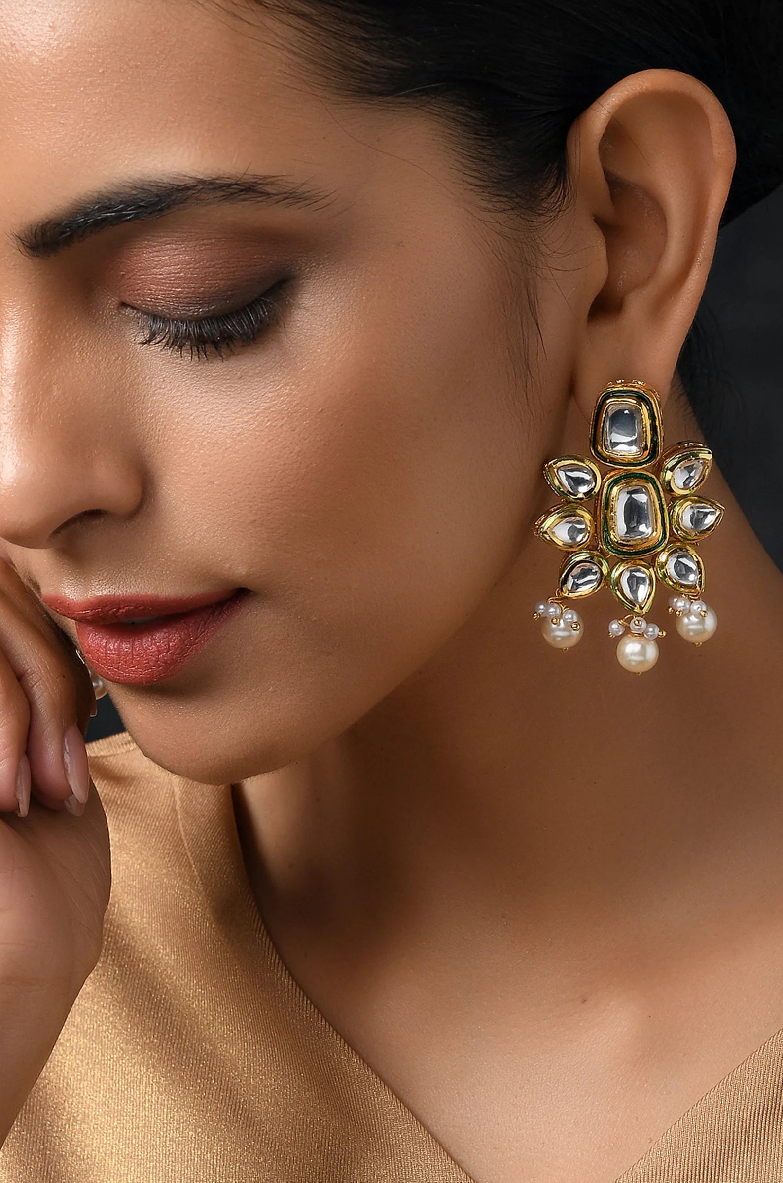 "Kundan Earrings with Beads: A Timeless Touch for Every Occasion"