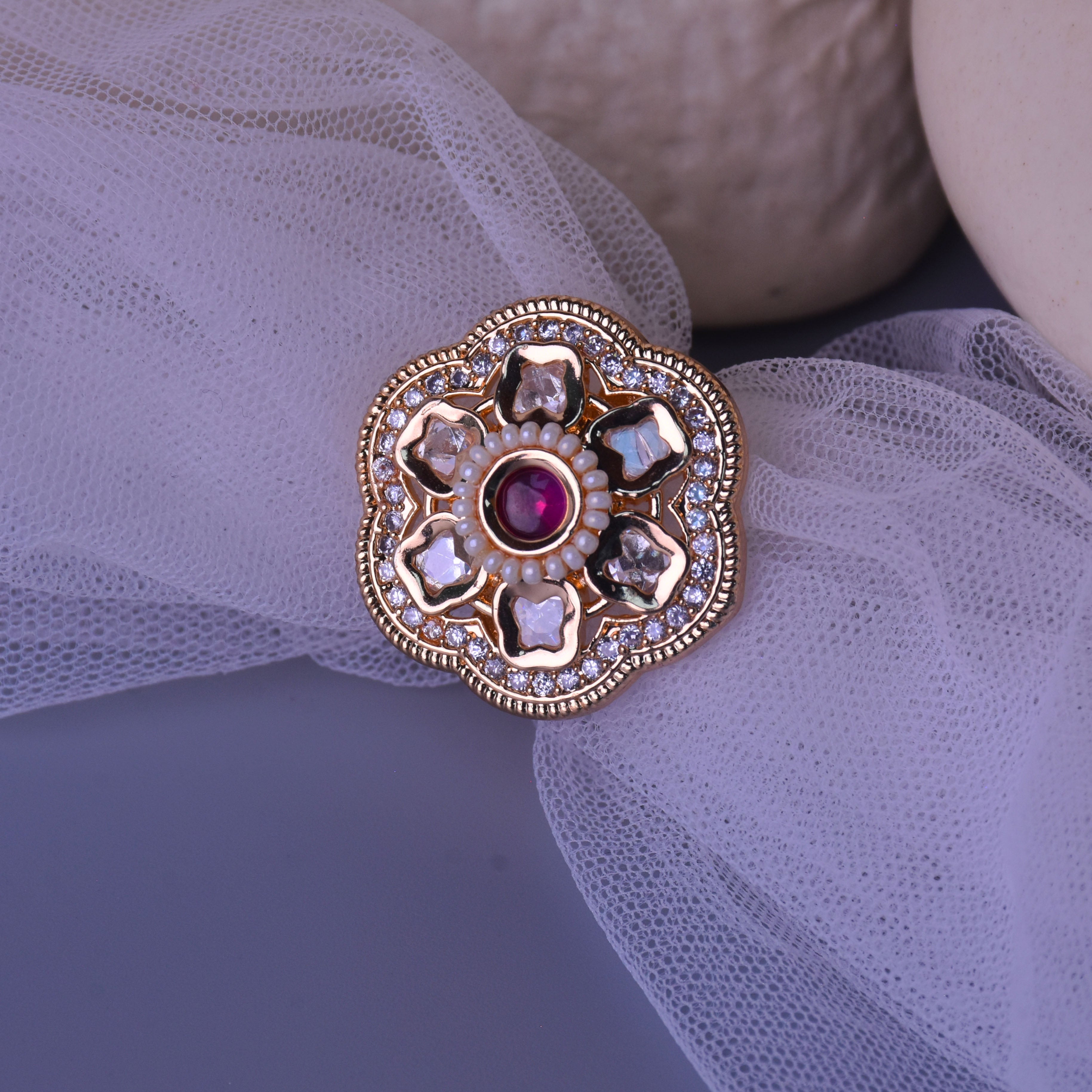 Mumtaz Kundan Meenakari Ring