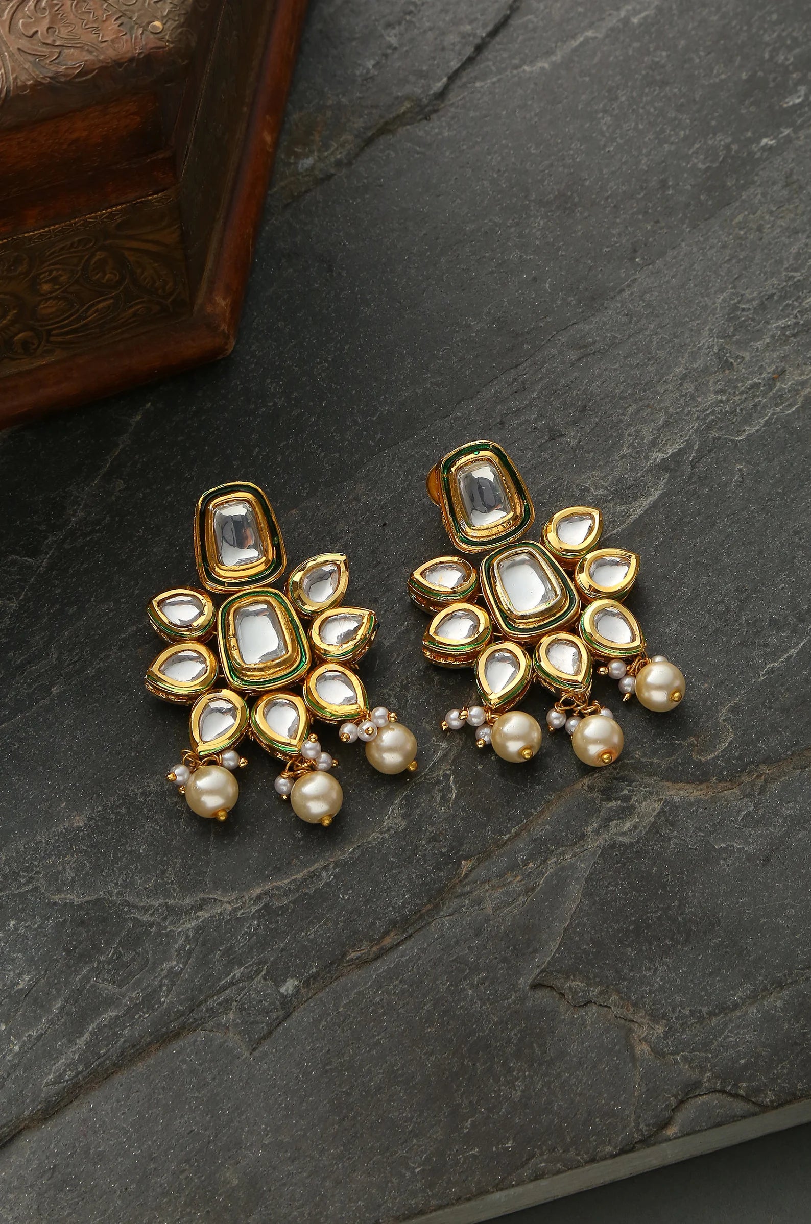"Kundan Earrings with Beads: A Timeless Touch for Every Occasion"