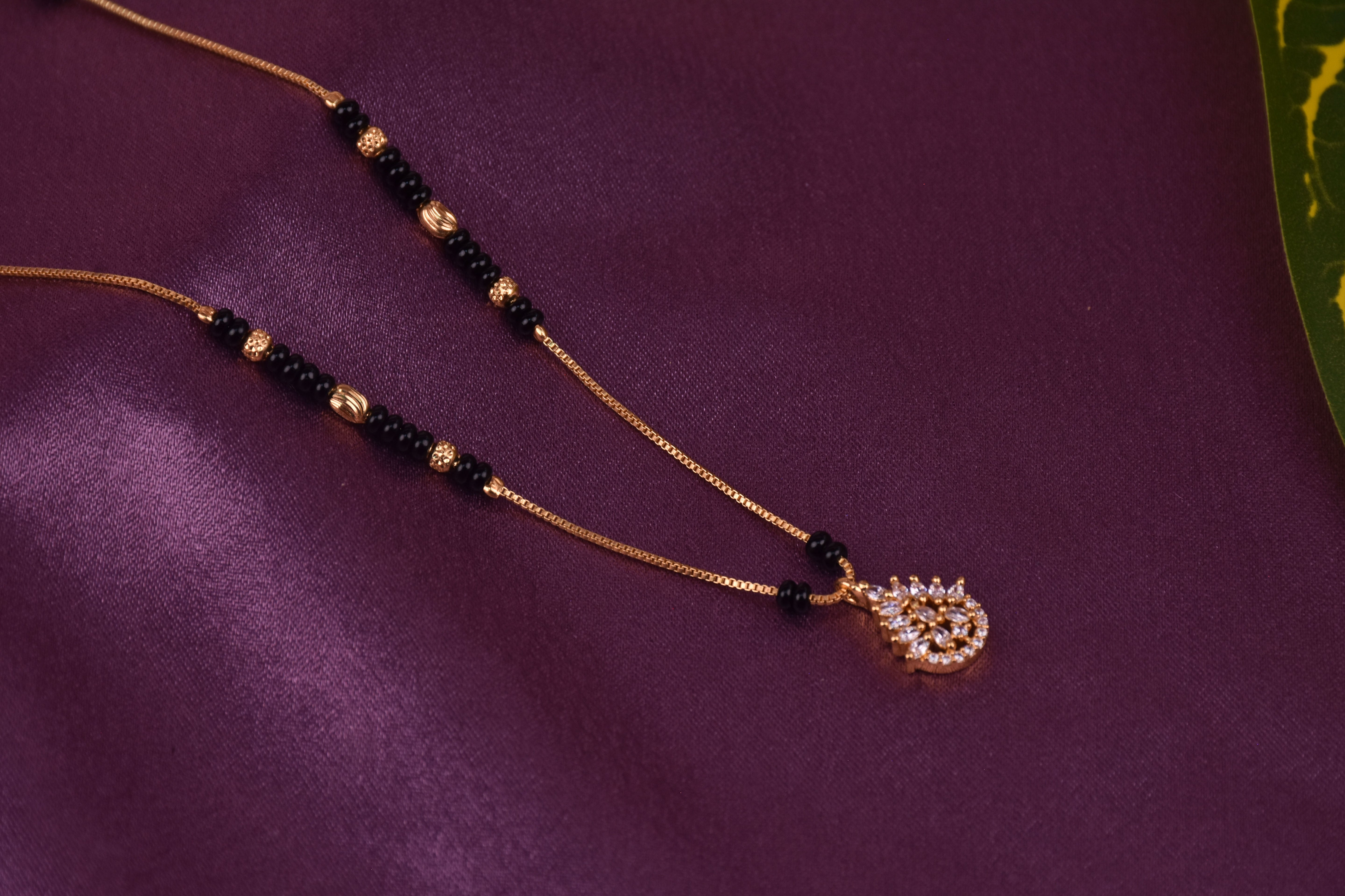 Gold-Plated Fancy Layered CZ stones Mangalsutra Chain,  Gift For Her