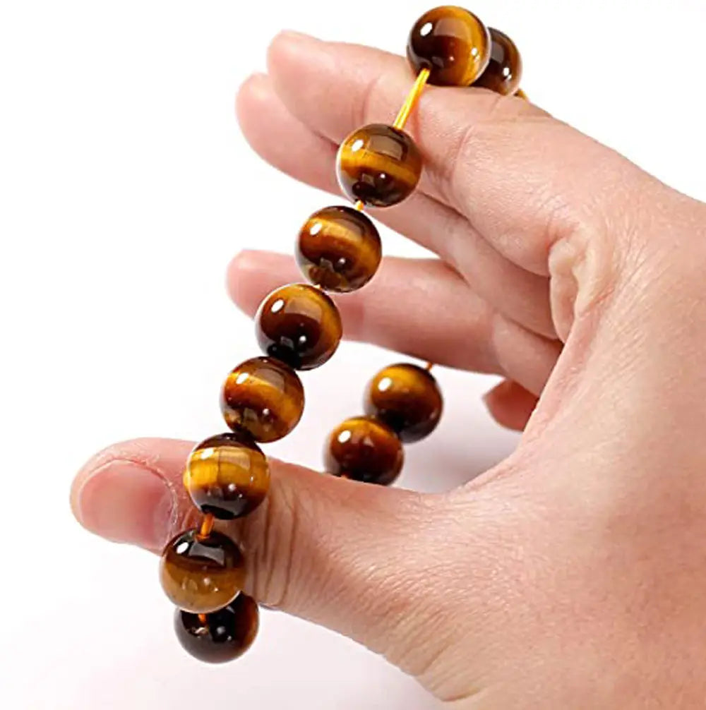 Brown Tiger Eye Semi-Precious Gemstones Healing Crystal Stretch Beaded Bracelet