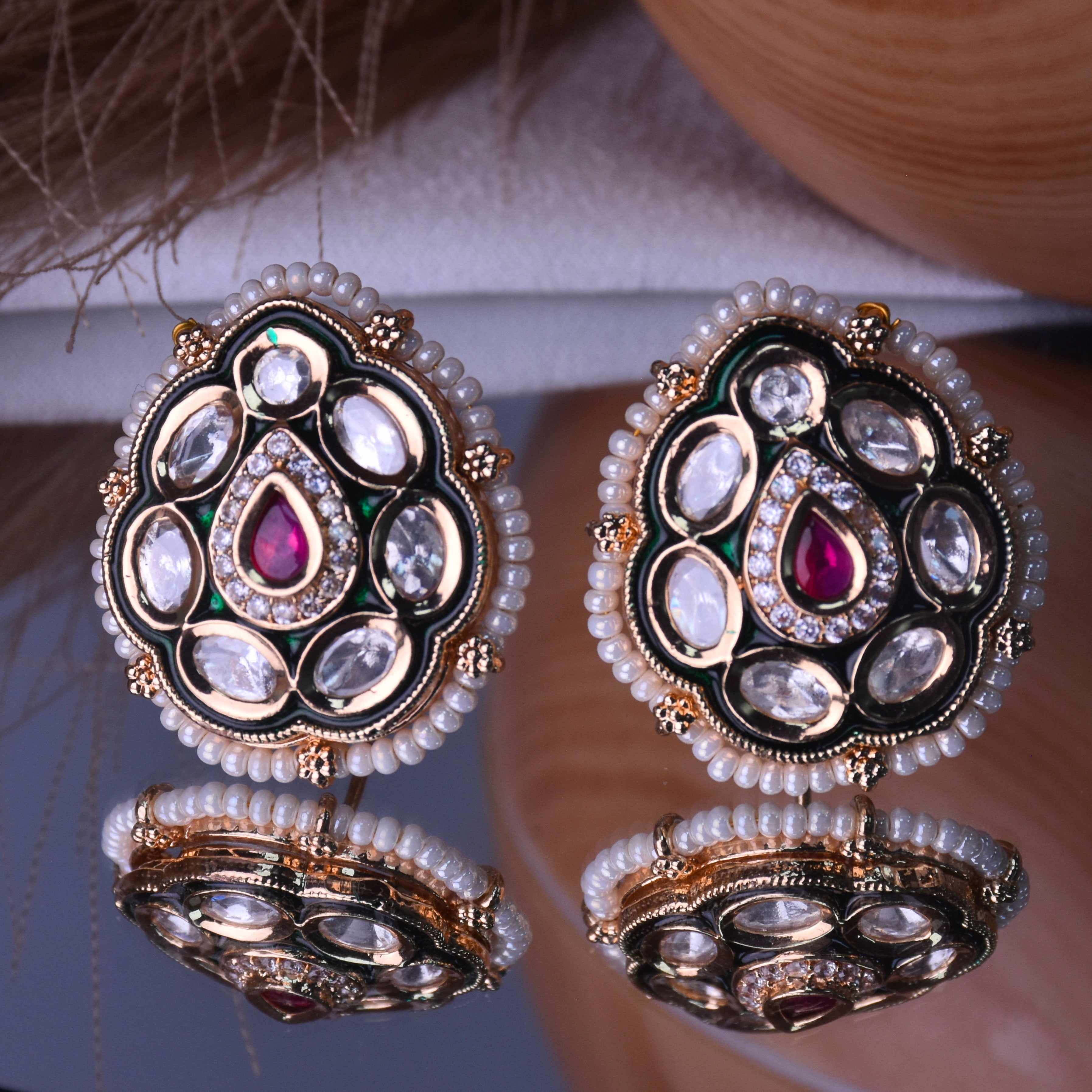 Meera Kundan Stud Earrings