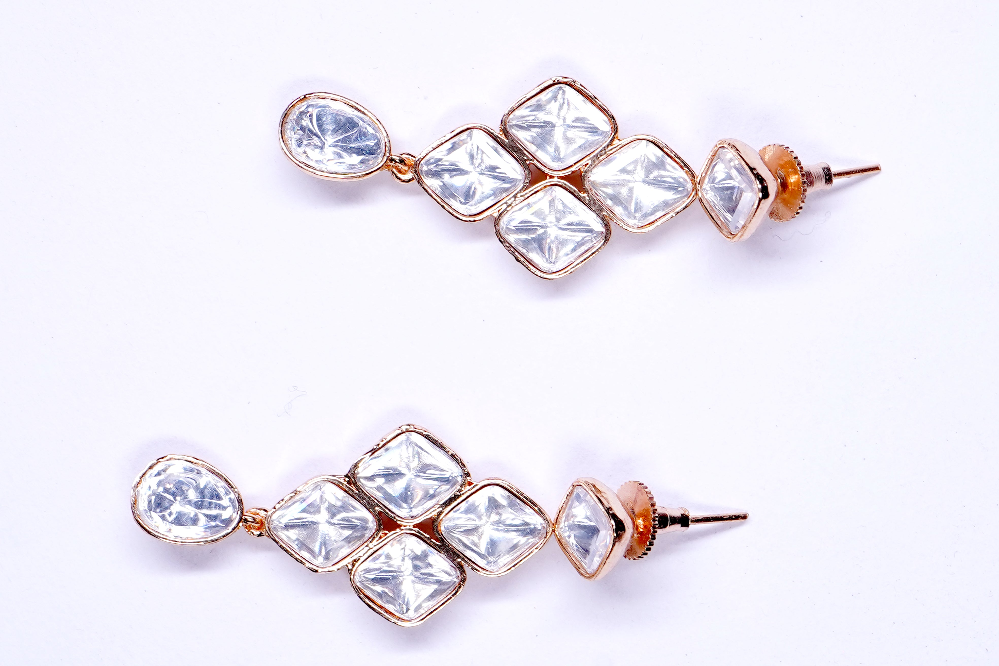 Diamond Feel Moissanite Silver Foil Drop Earrings