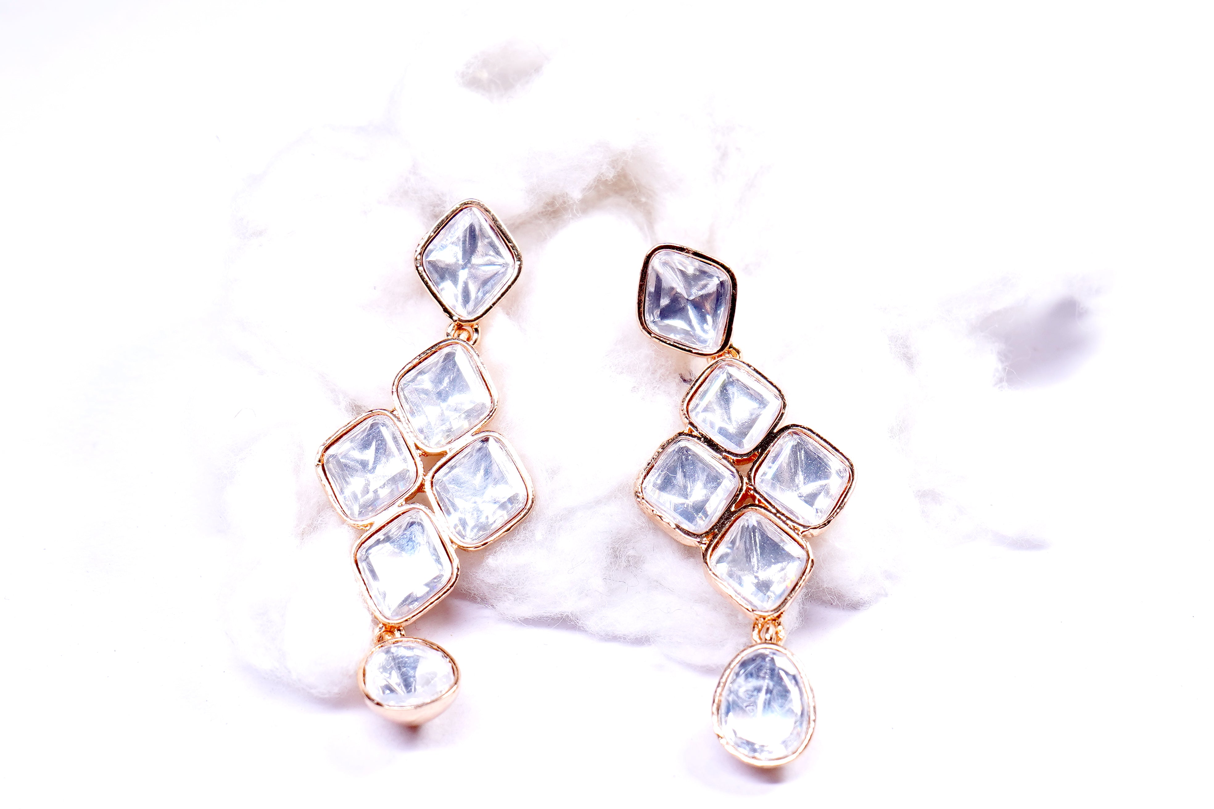 Diamond Feel Moissanite Silver Foil Drop Earrings