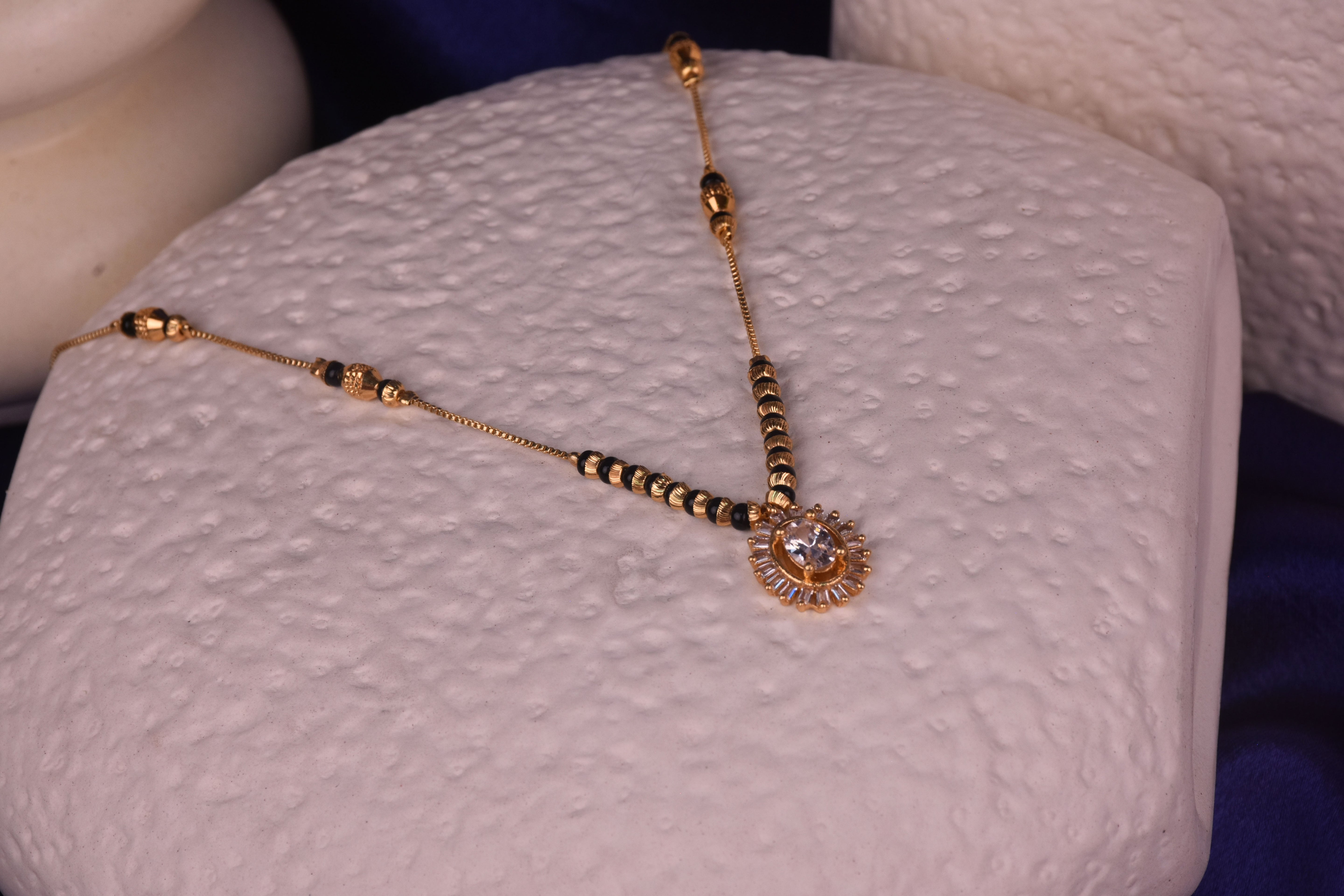 Stylish Oval shape CZ Stones with Gold-Plated Mangalsutra
