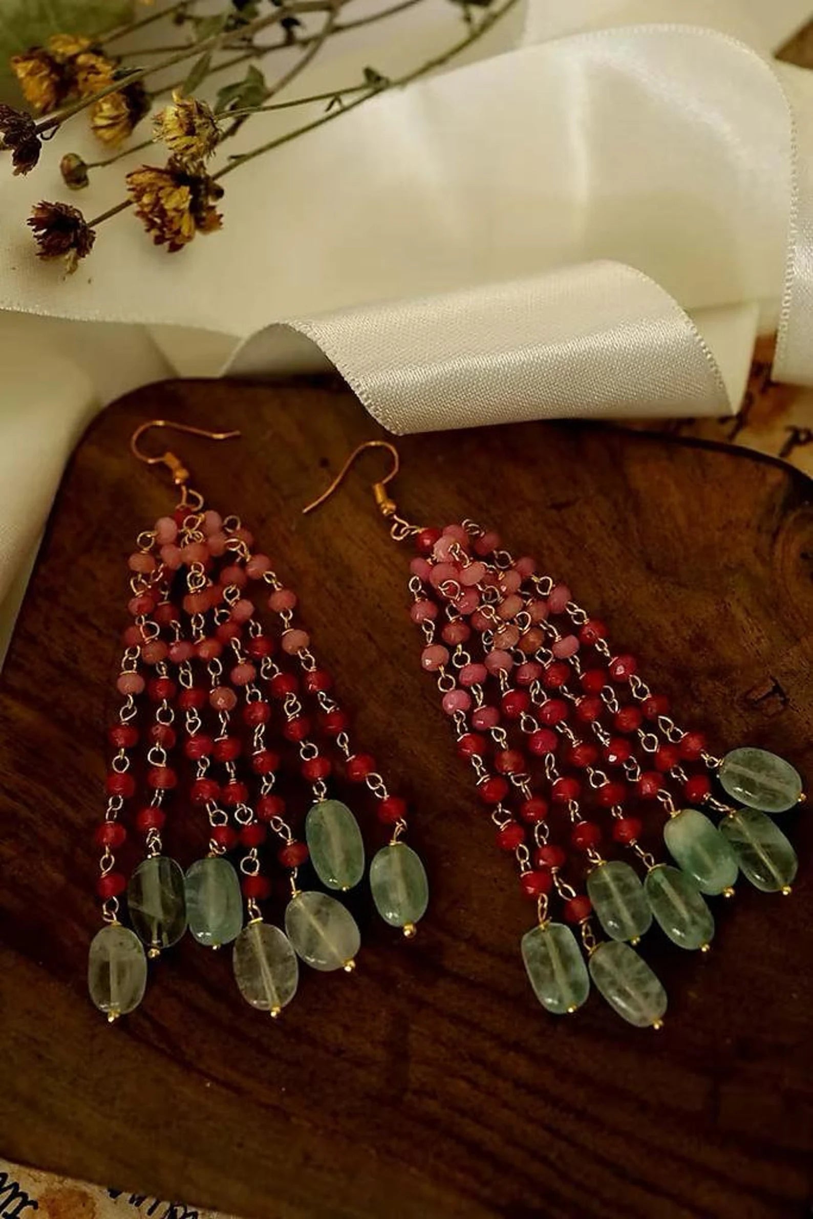 Stunning Long Chain Earrings with Beaded Onyx and Pearls for special events