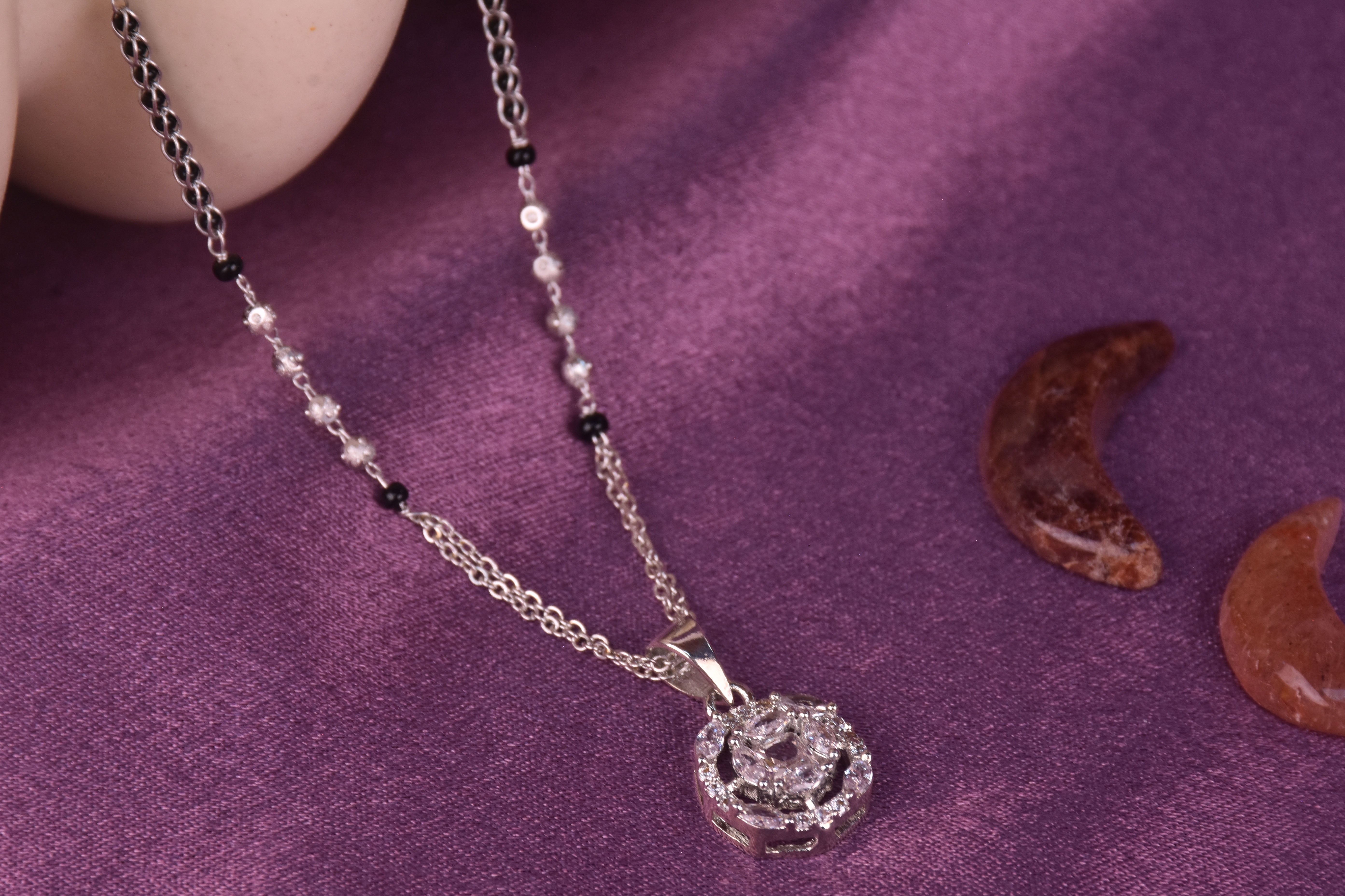 Silver-Plated Mangalsutra with Dazzling CZ Stones