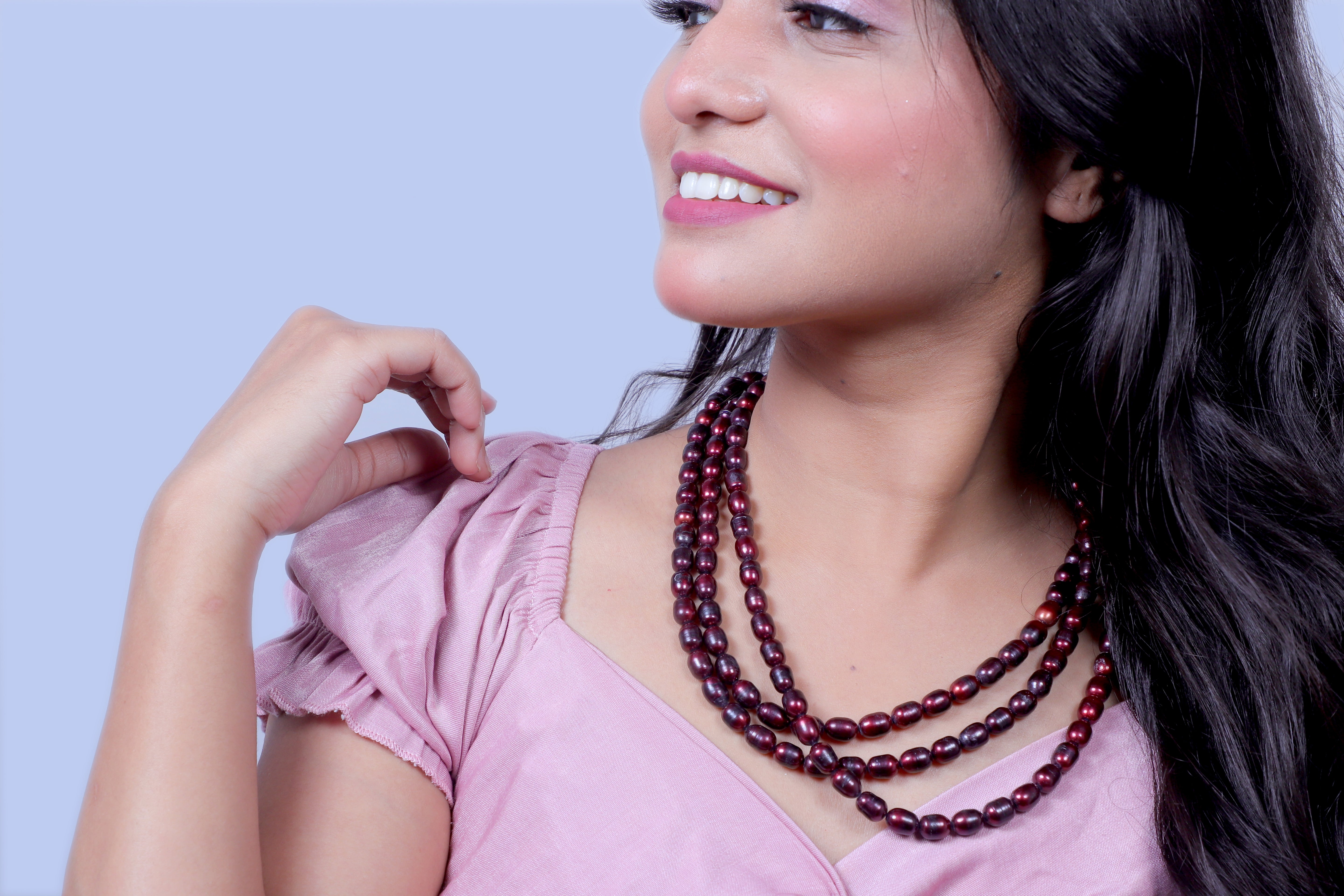 Sizzling Red Layers: Statement Real Russian Red Pearls Necklace